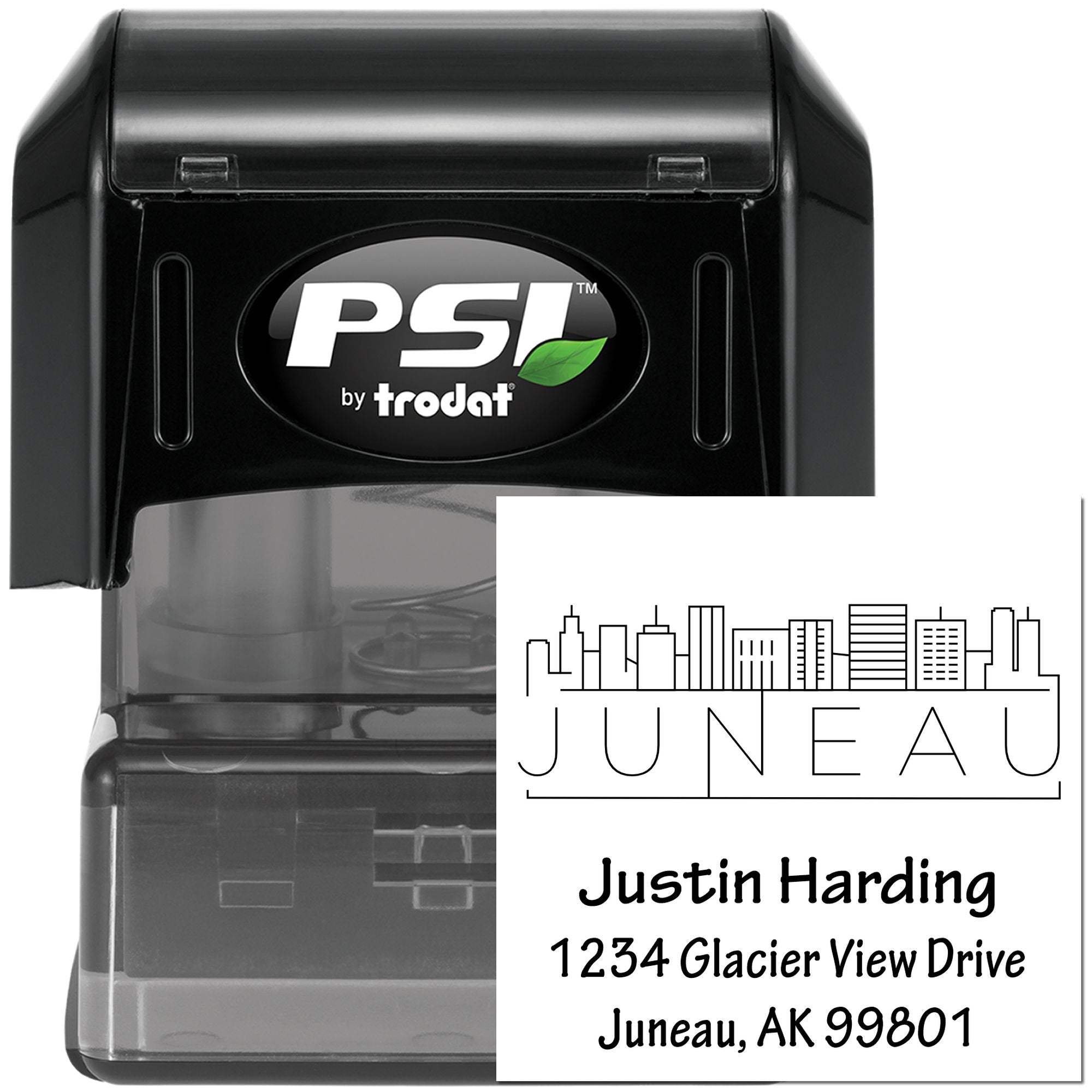 PSI Pre-Ink Juneau Architectural City Skyline Custom-Made Address for Envelopes Pre-Inked Stamp