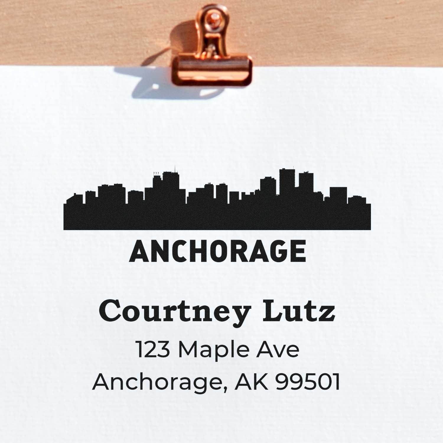 Anchorage City Skyline Custom-Made Return Address for Envelopes Stamp Self-Inking