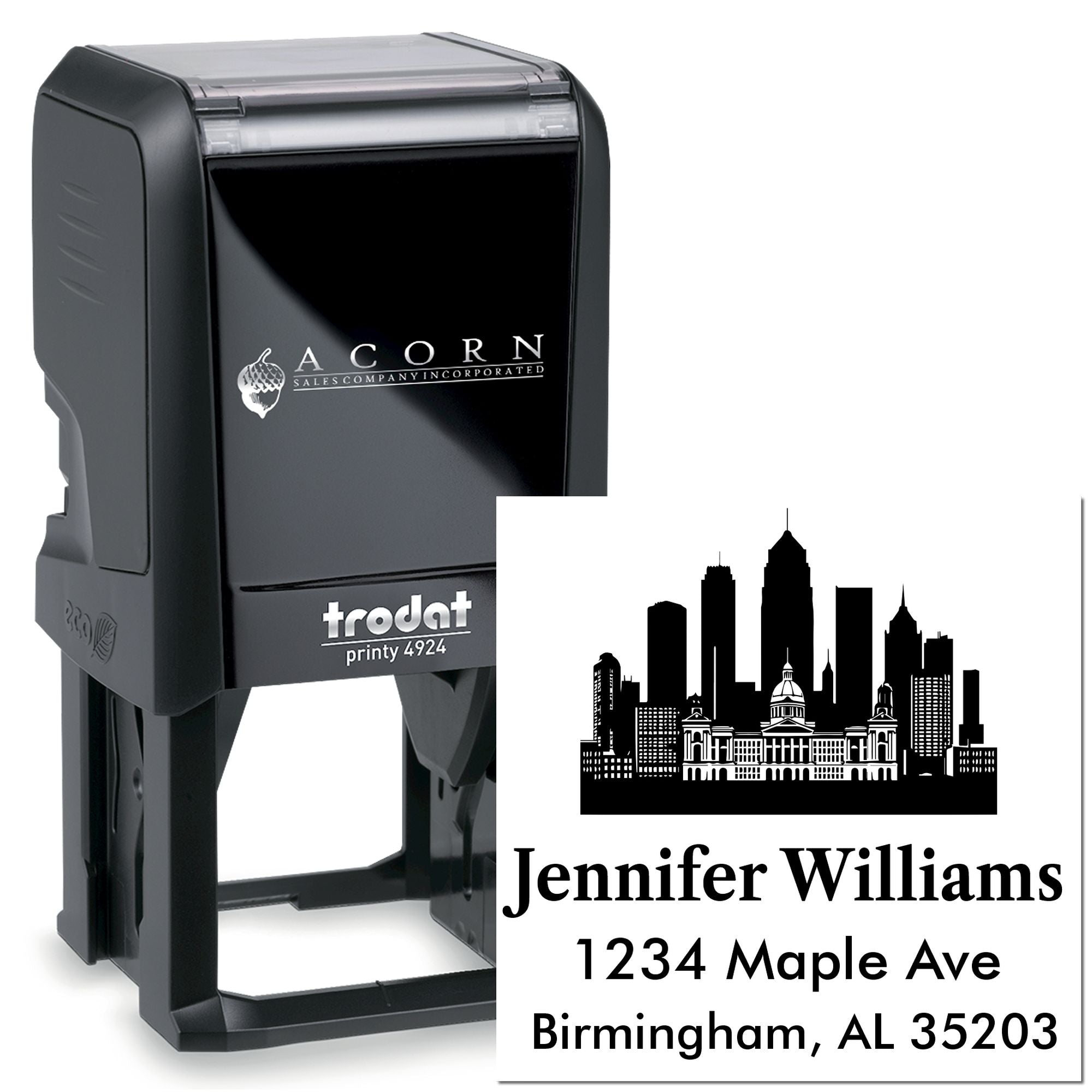 Alabama City Silhouette Customized Address 3 Lines Stamp Self-Inking
