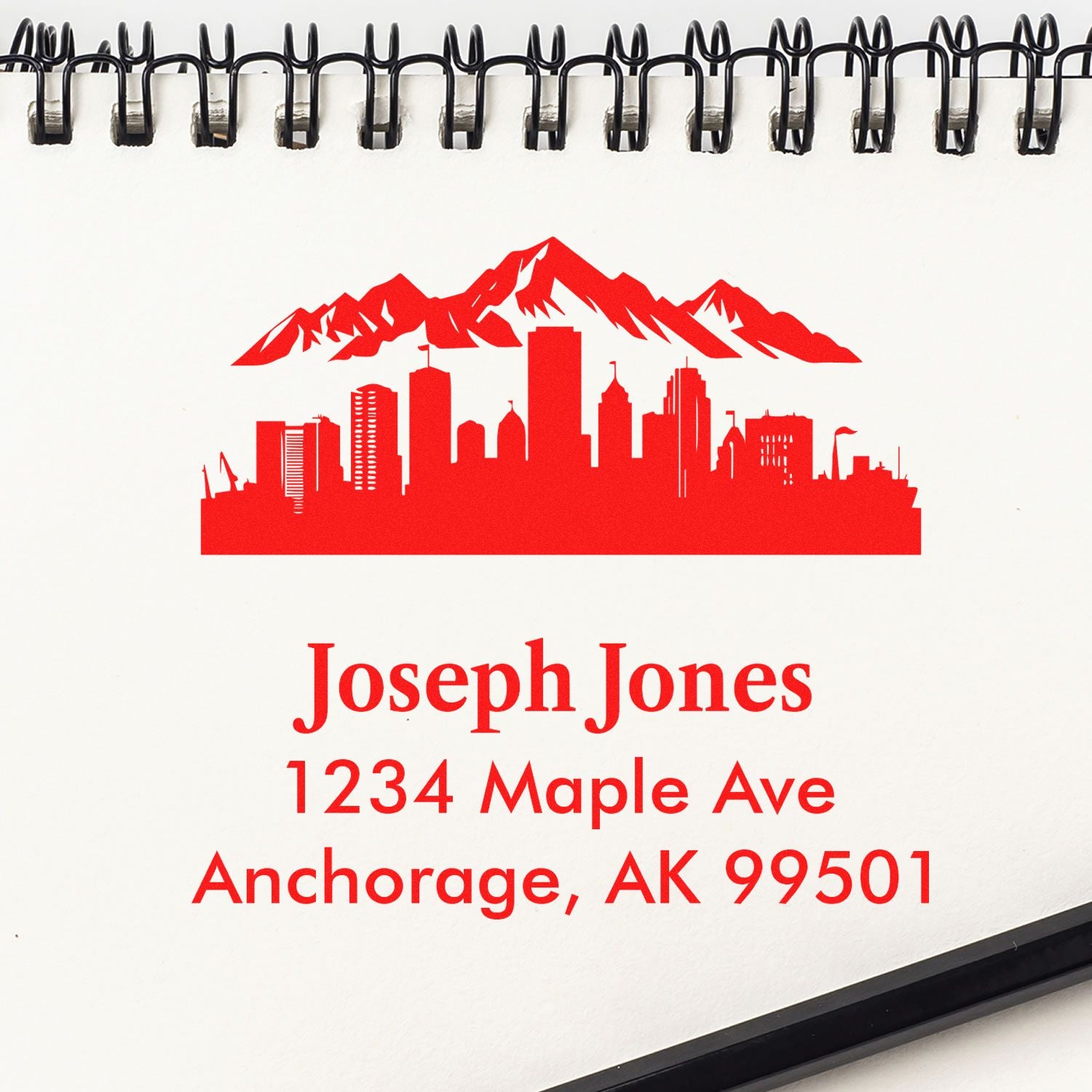 Slim Pre-Inked Alaska City Silhouette Customized Address 3 Lines Stamp
