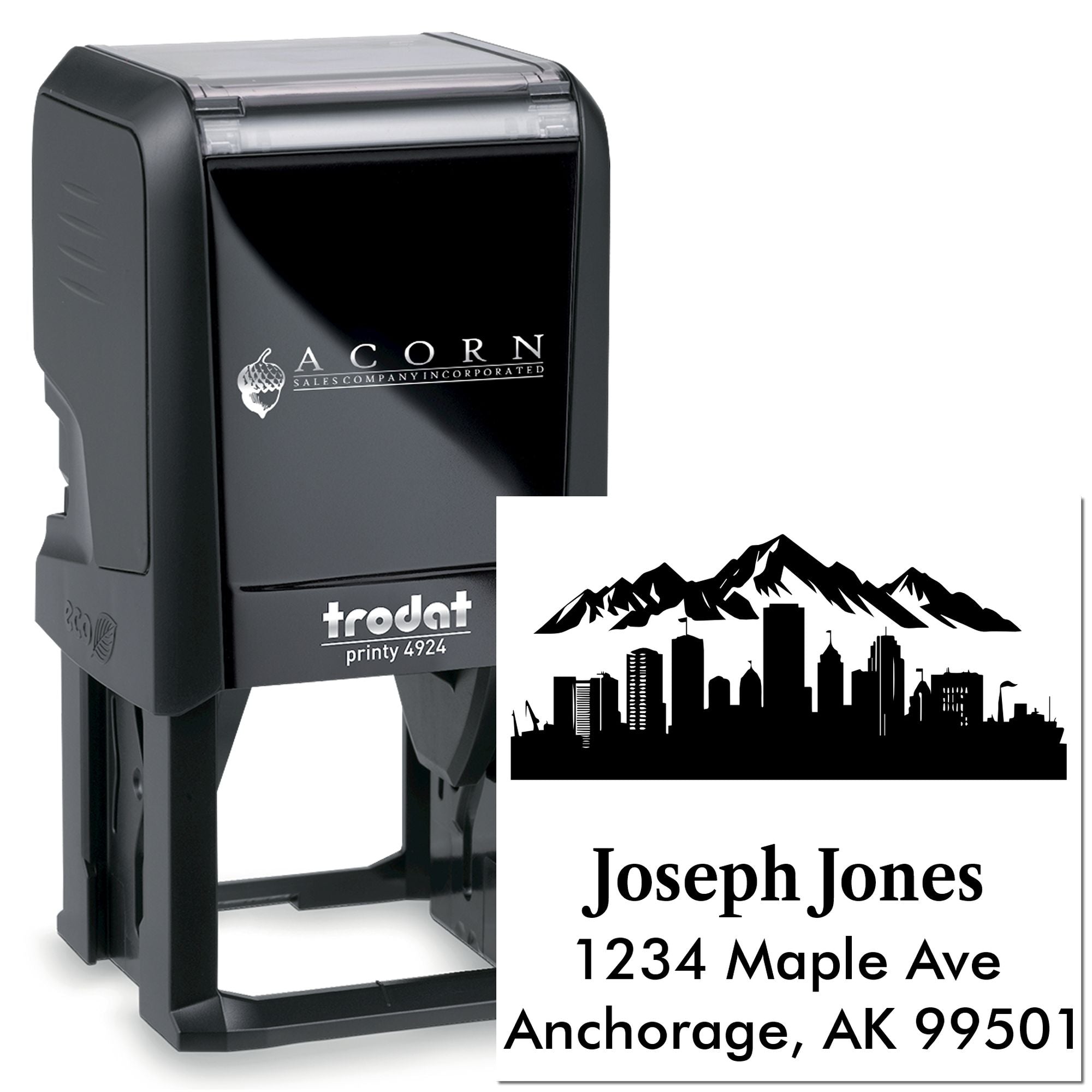 Alaska City Silhouette Customized Address 3 Lines Rubber Stamp Self-Inking