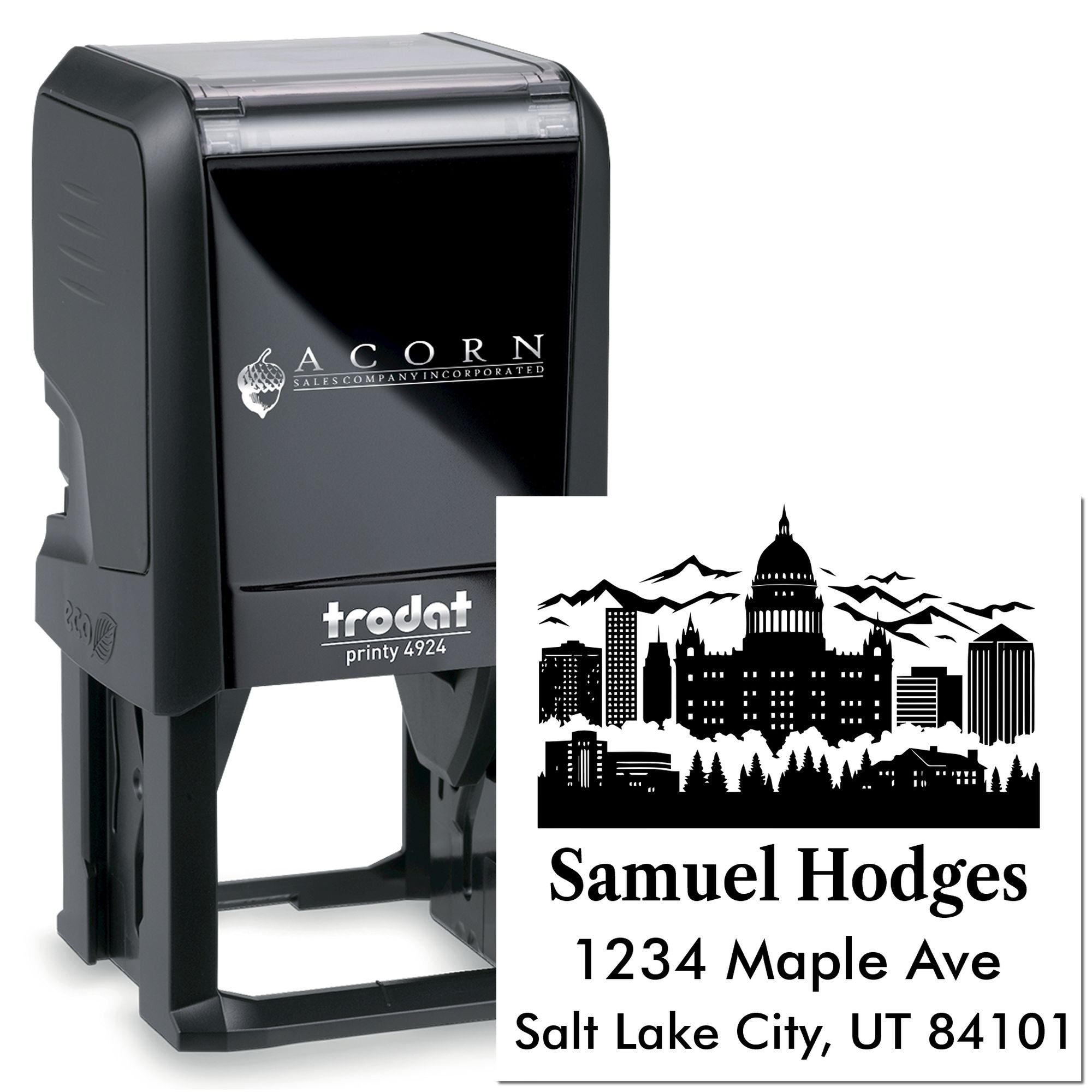 Utah City Silhouette Customized Return Address Stamper Self-Inking