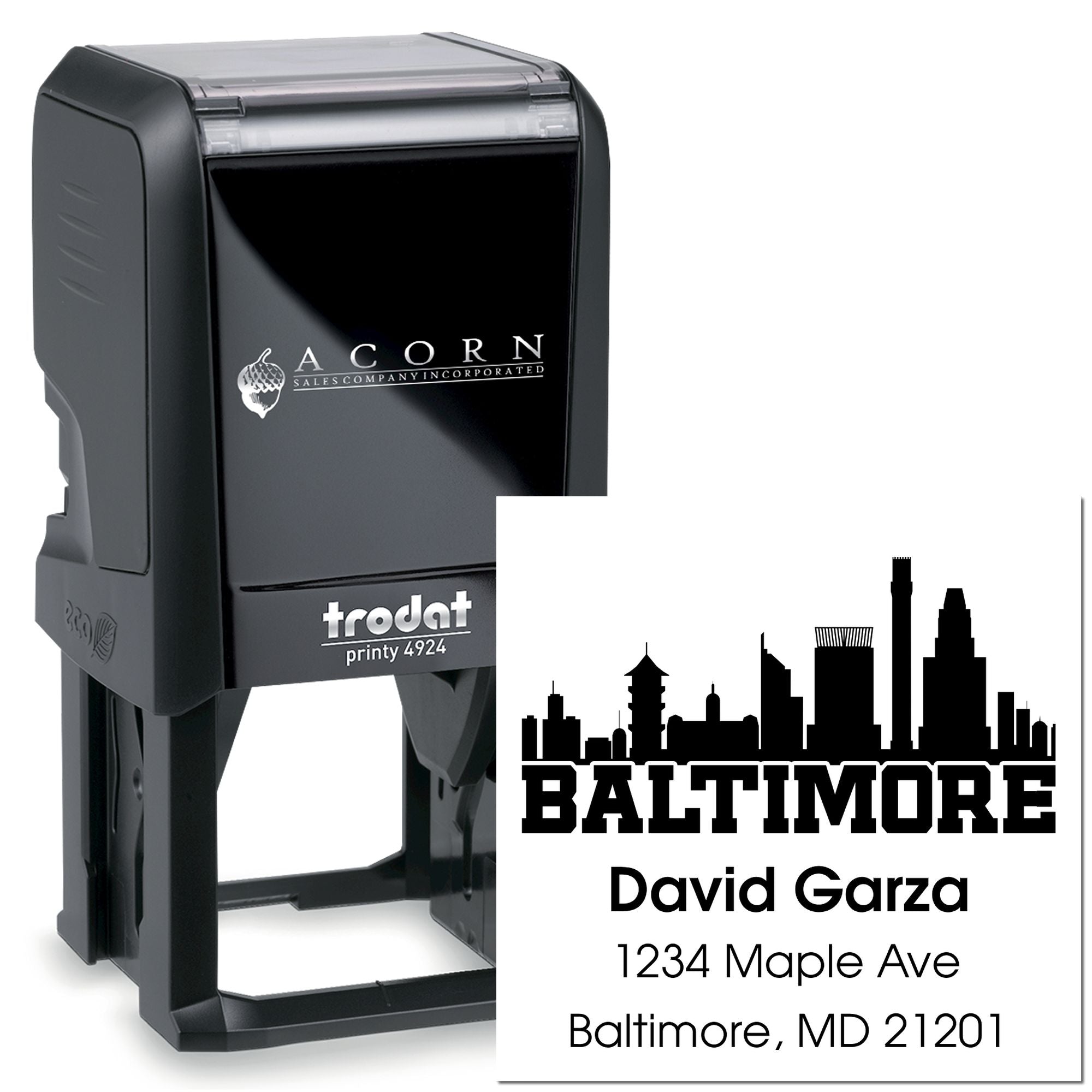 Big Bold City Baltimore City Customized Rubber Return Address Label Stamp Self-Inking