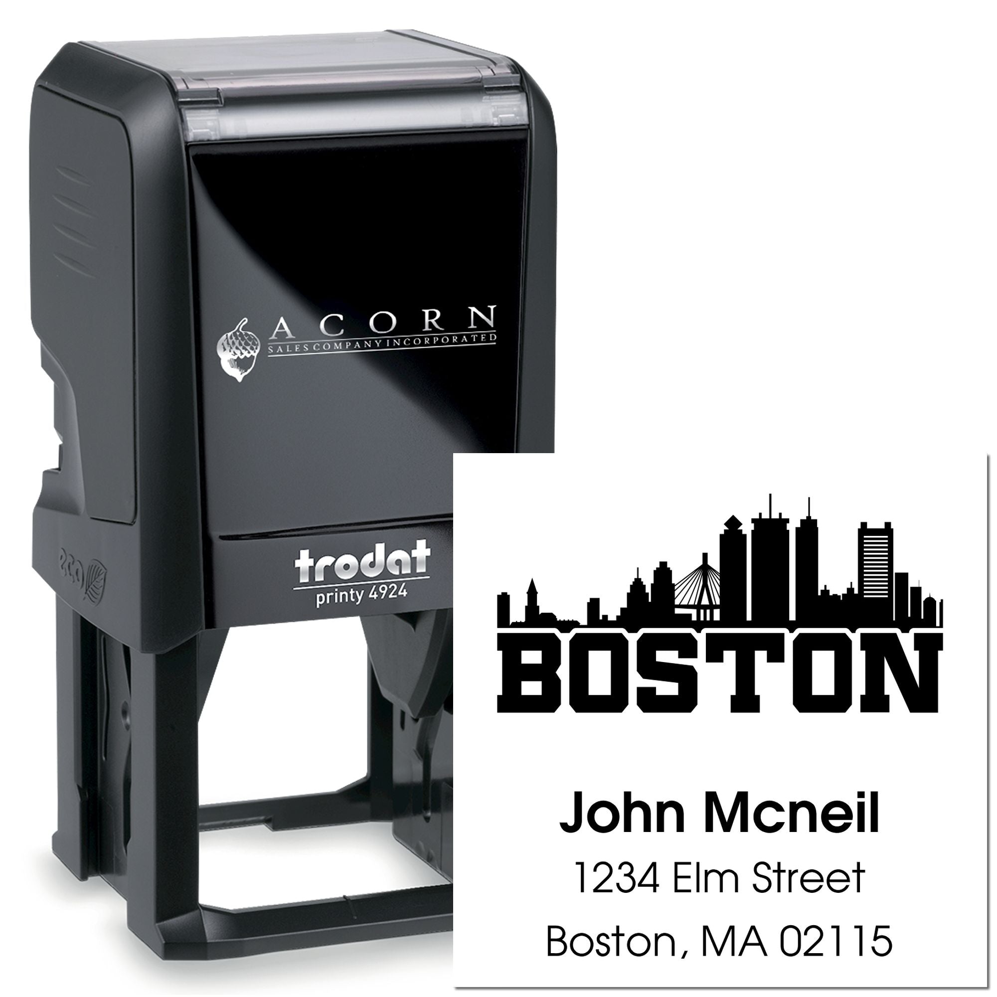 Big Bold City Boston City Customized Rubber Return Address Label Stamper Self-Inking
