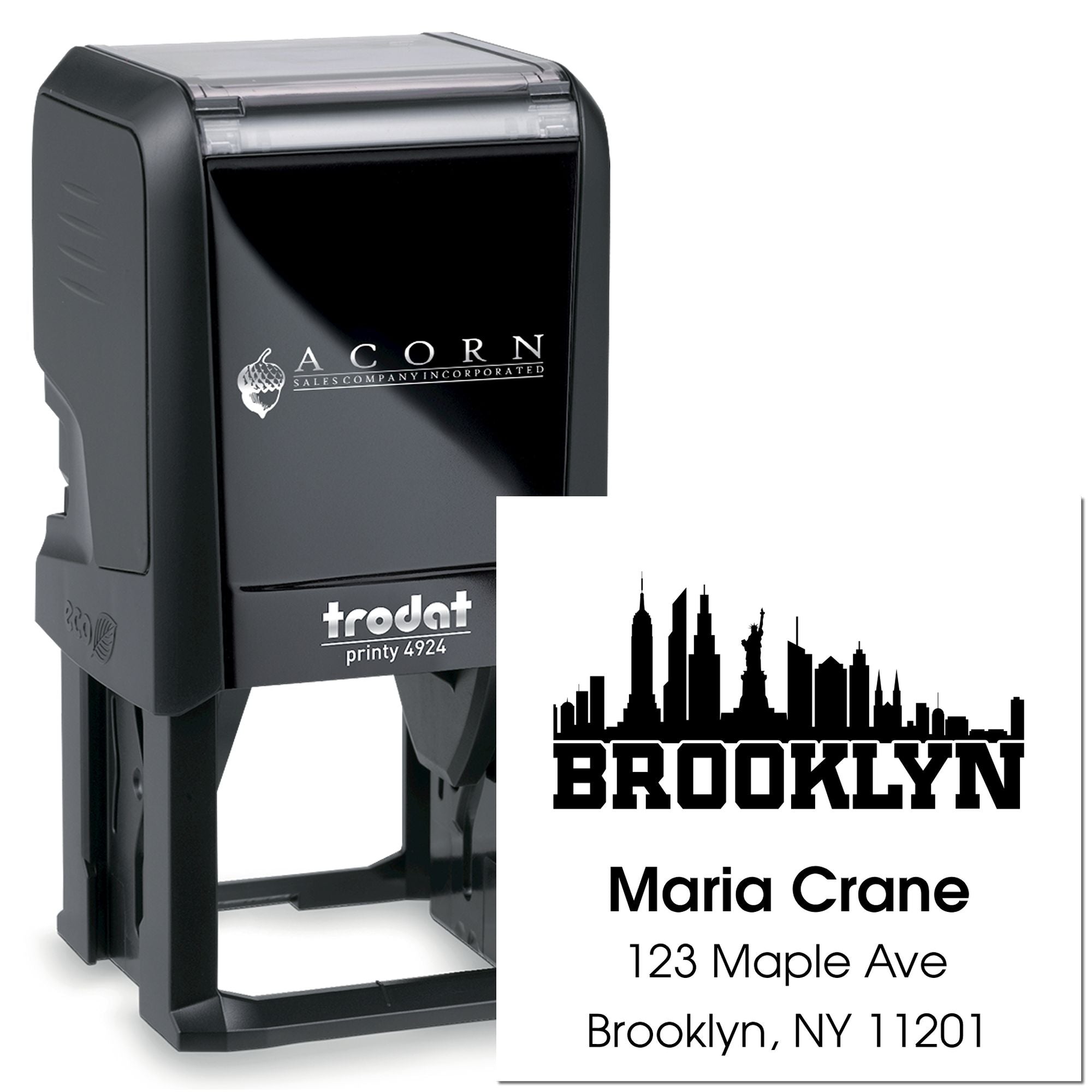 Big Bold City Brooklyn City Customized Rubber Return Address Label Rubber Stamp Self-Inking