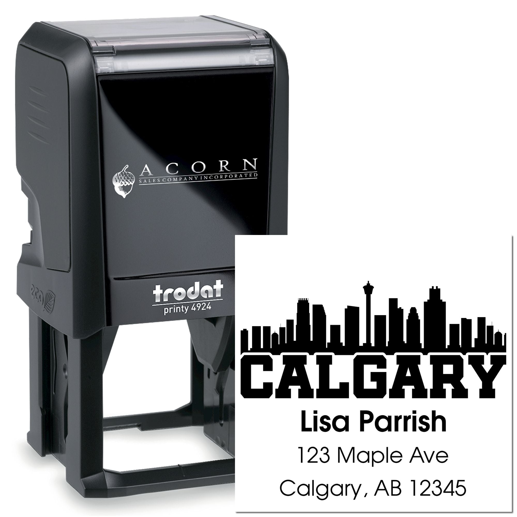 Big Bold City Calgary City Customized Small Return Address Stamper Self-Inking