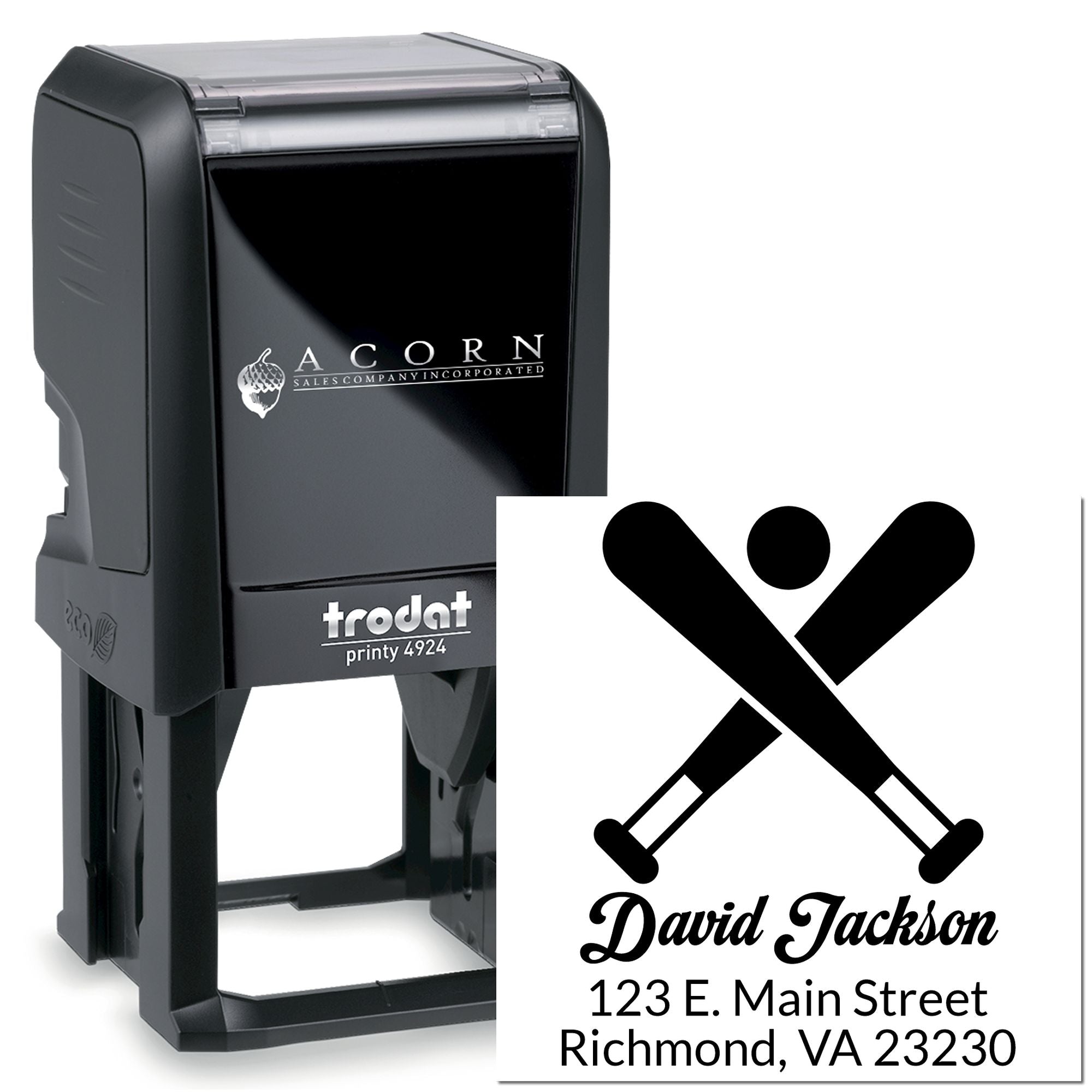 Trodat Printy 4924 custom self-inking address stamp for David Jackson, Richmond, VA.