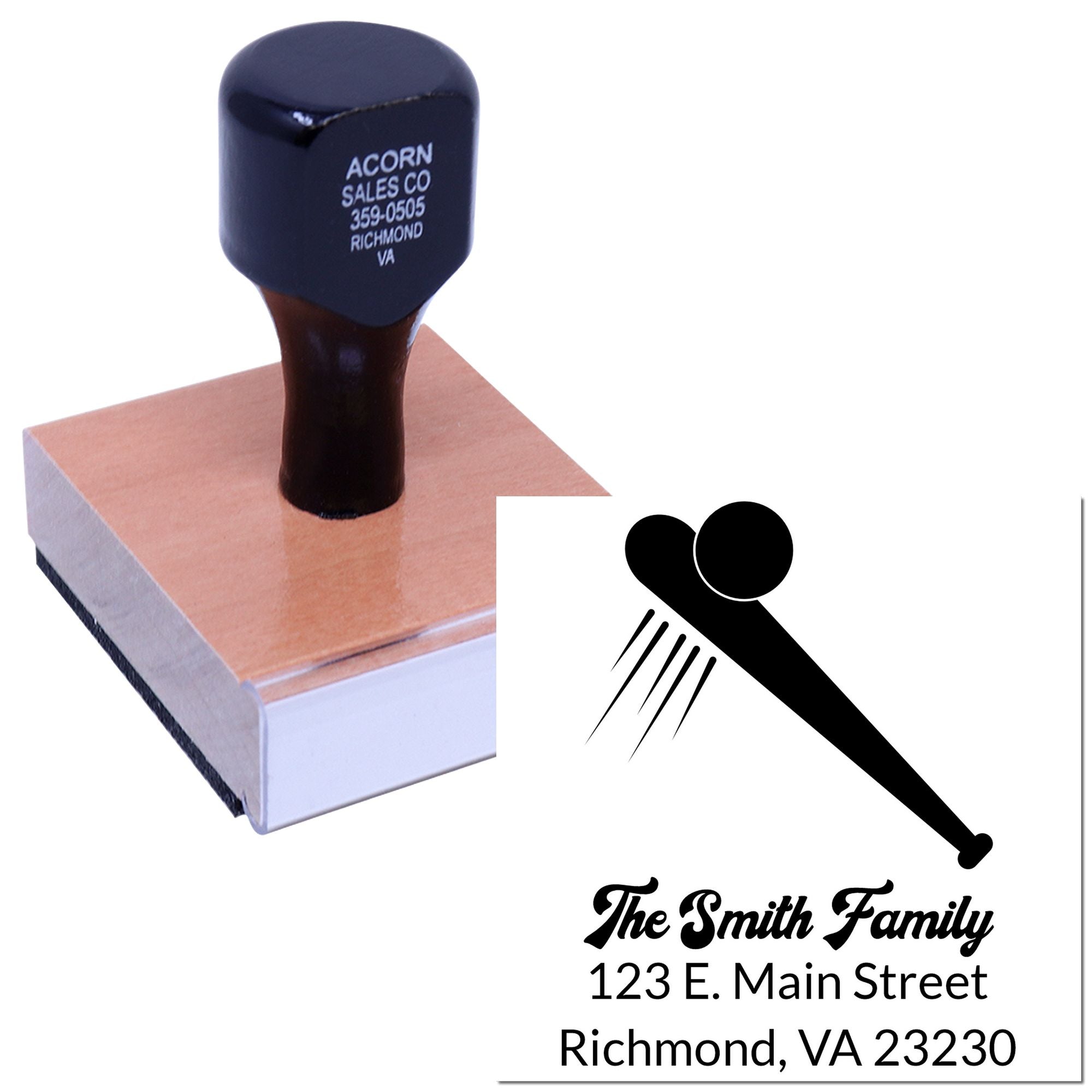 Custom rubber address stamp with The Smith Family return address, ideal for mailing envelopes and business correspondence.