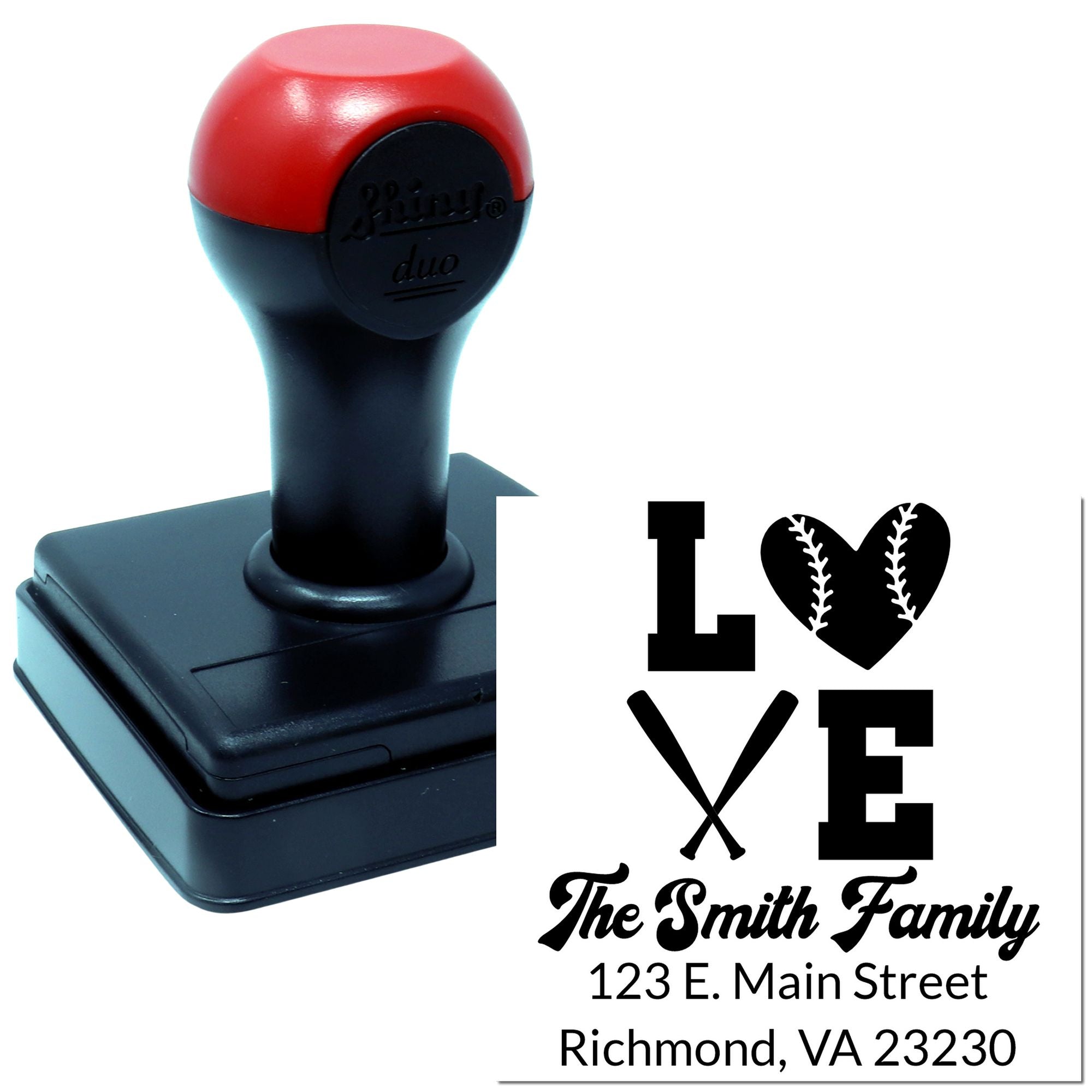 Duo Hand Diamond Grit Baseball Love Personalizable Return Address Stamper