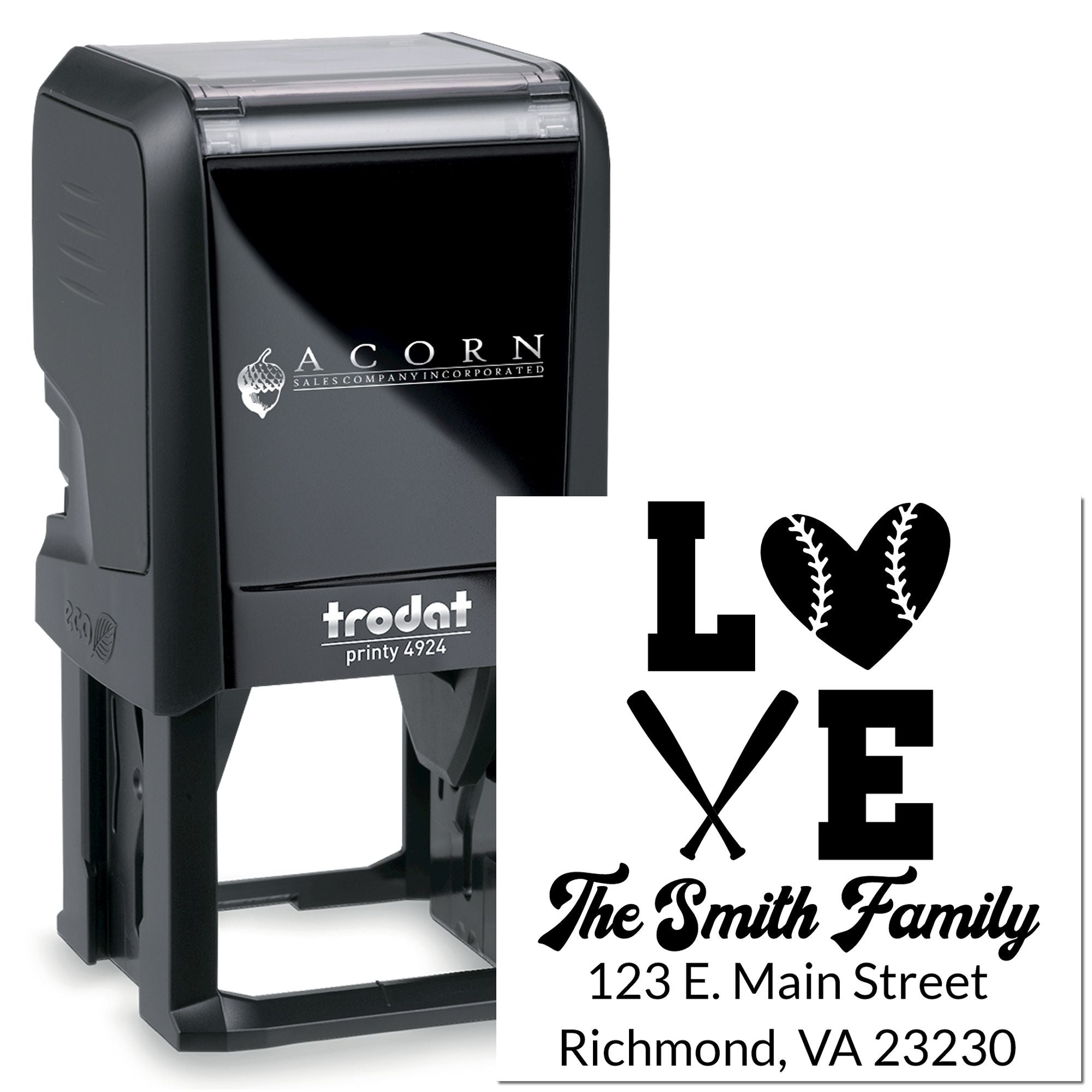 Self-Inking Diamond Grit Baseball Love Personalizable Return Address for Envelopes Stamper