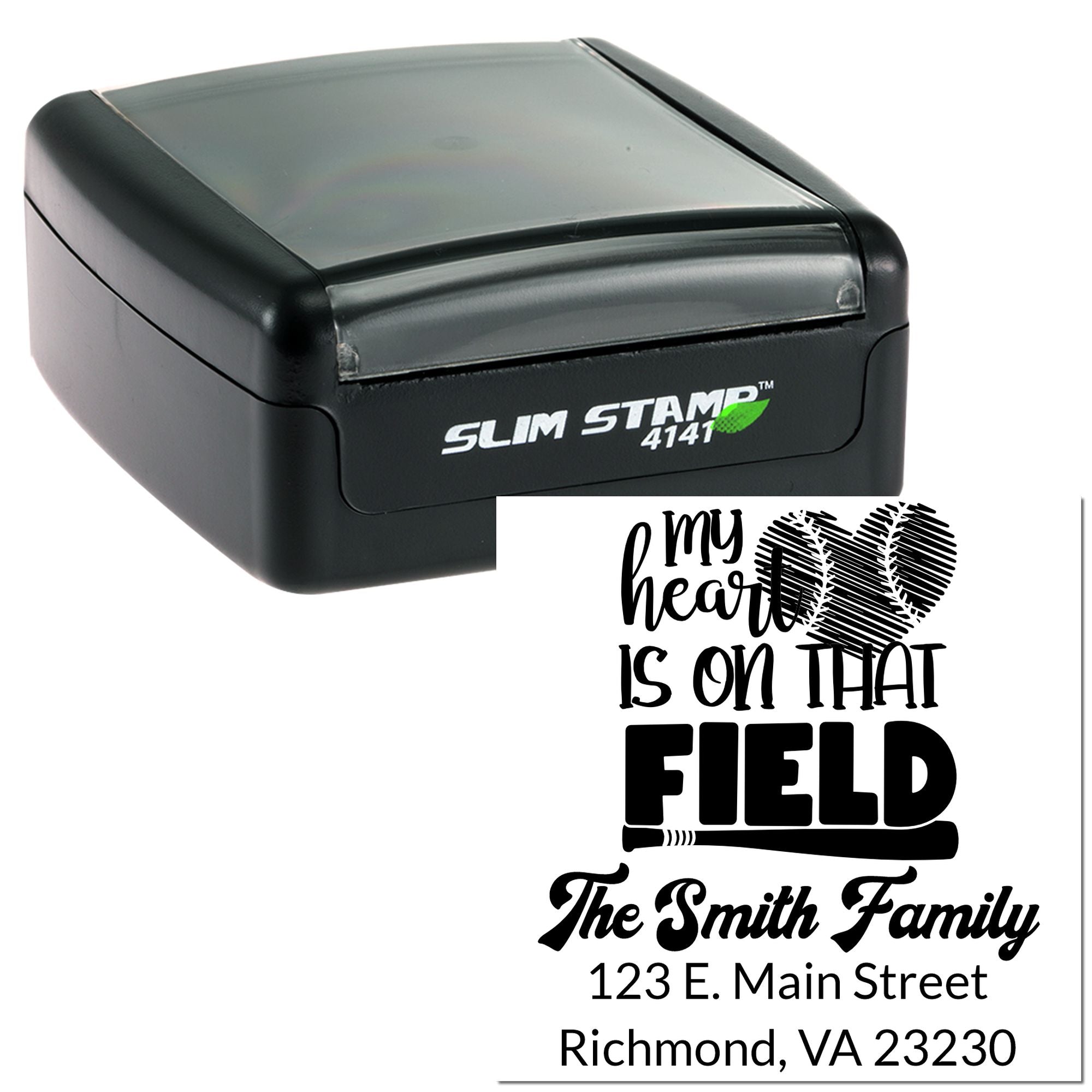 Slim Pre-Inked The Top Order My Heart Is On That Field Baseball Personalizable Return Address for Envelopes Stamp