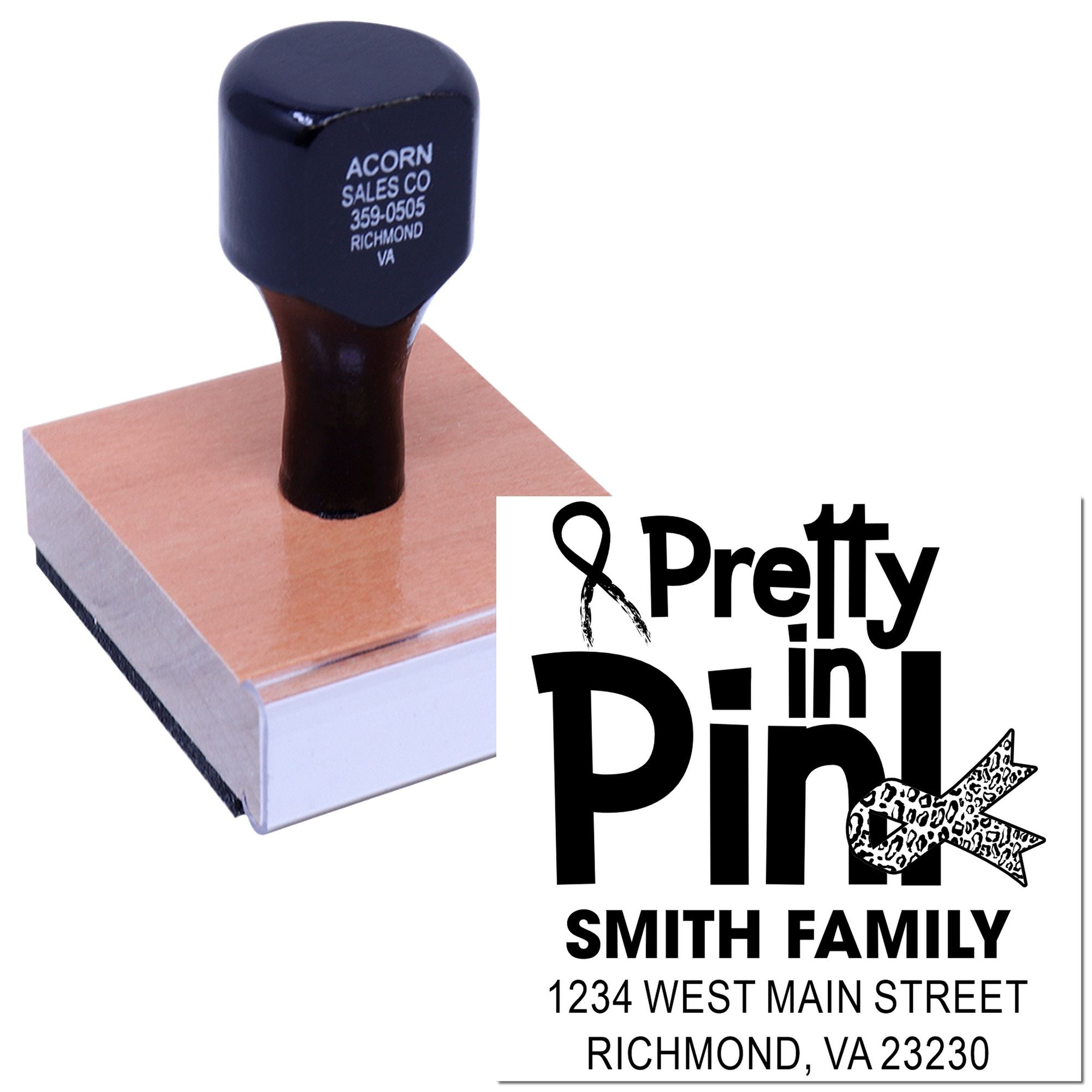 Custom pre-inked family address rubber stamp with Smith Family name and Richmond, VA return address imprint.