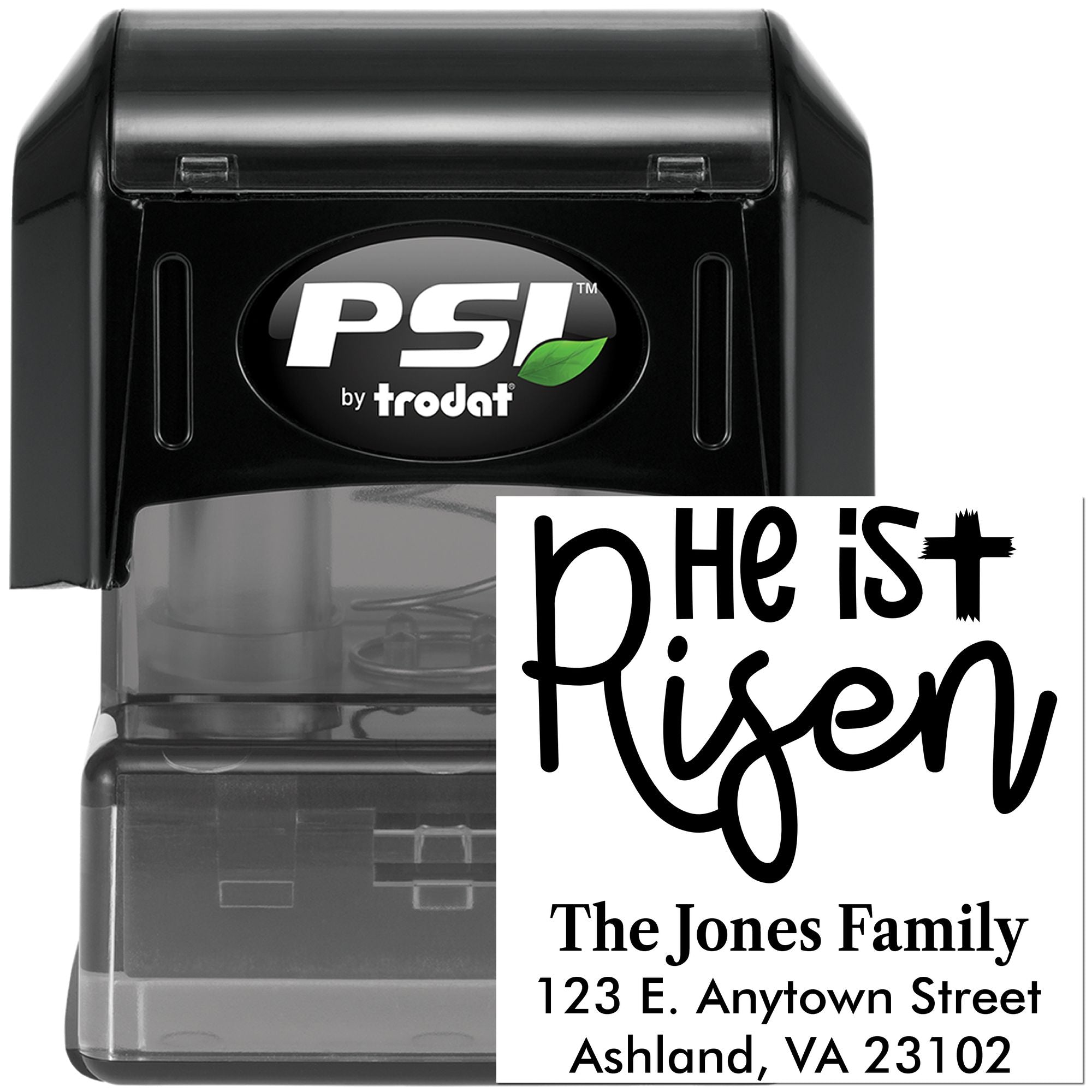 PSI by Trodat self-inking rubber address stamp with custom return address for The Jones Family, ideal for mailing.
