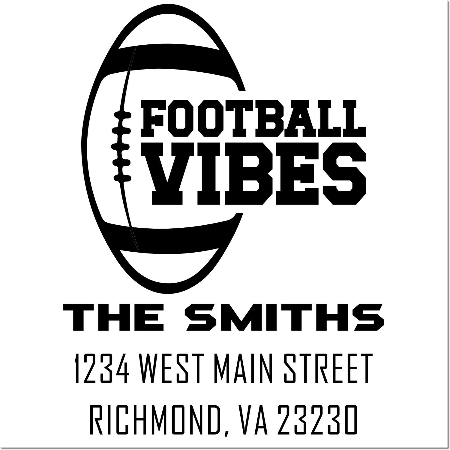 Custom football vibes address rubber stamp for The Smiths, 1234 West Main Street, Richmond, VA 23230