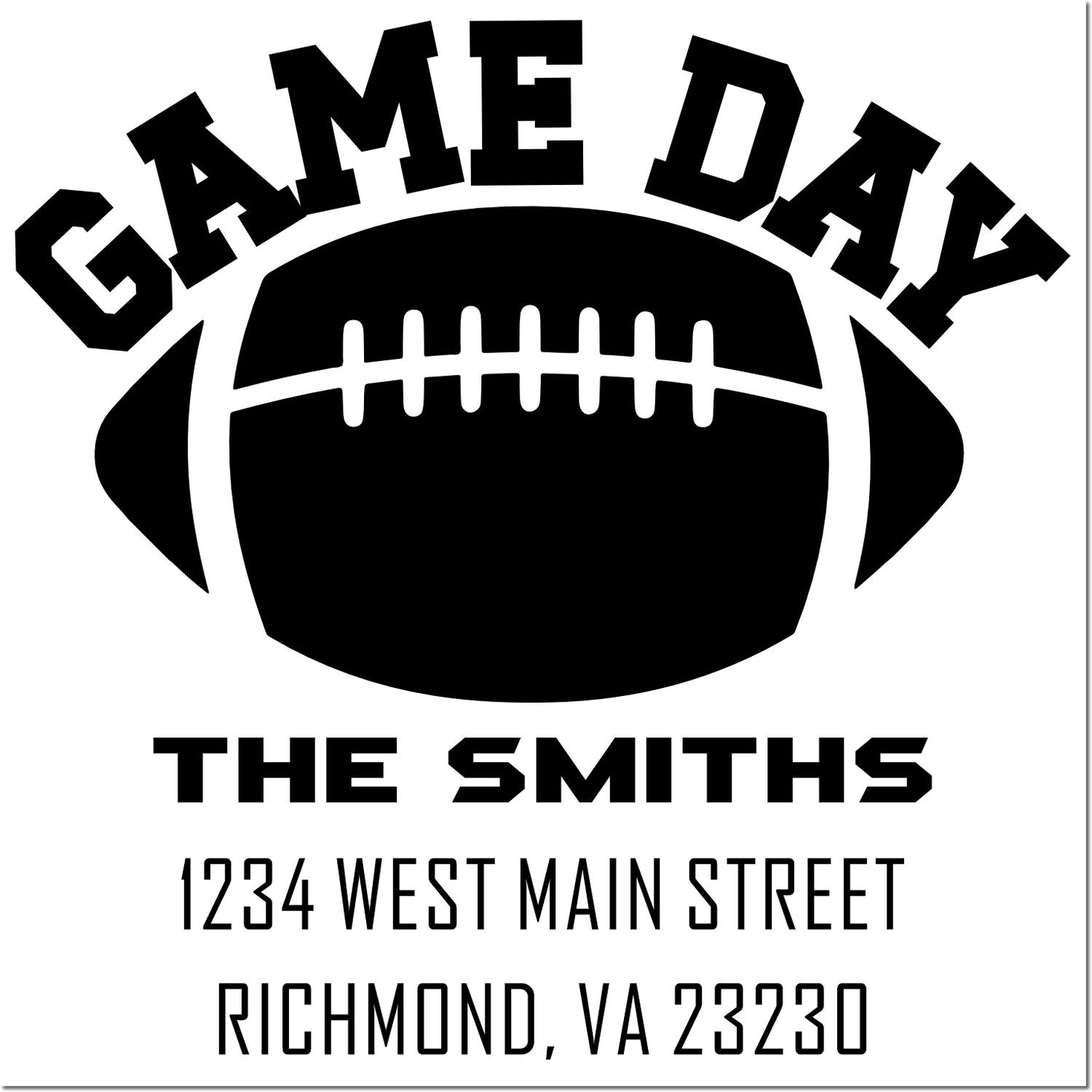 Custom game day football rubber stamp for The Smiths, with Richmond, VA return address design.