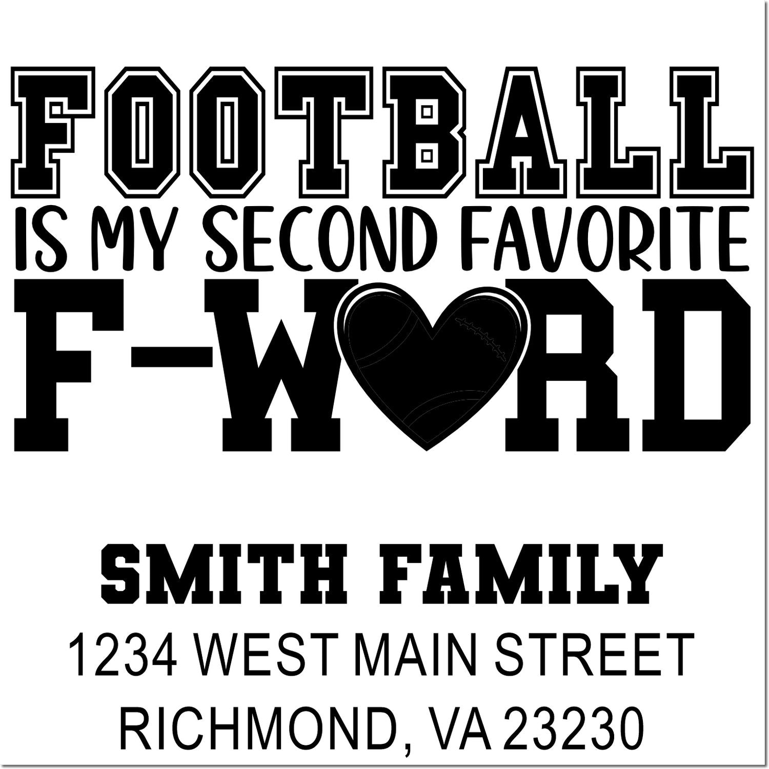 Custom football-themed family return address rubber stamp with quote, Smith family name, and address.