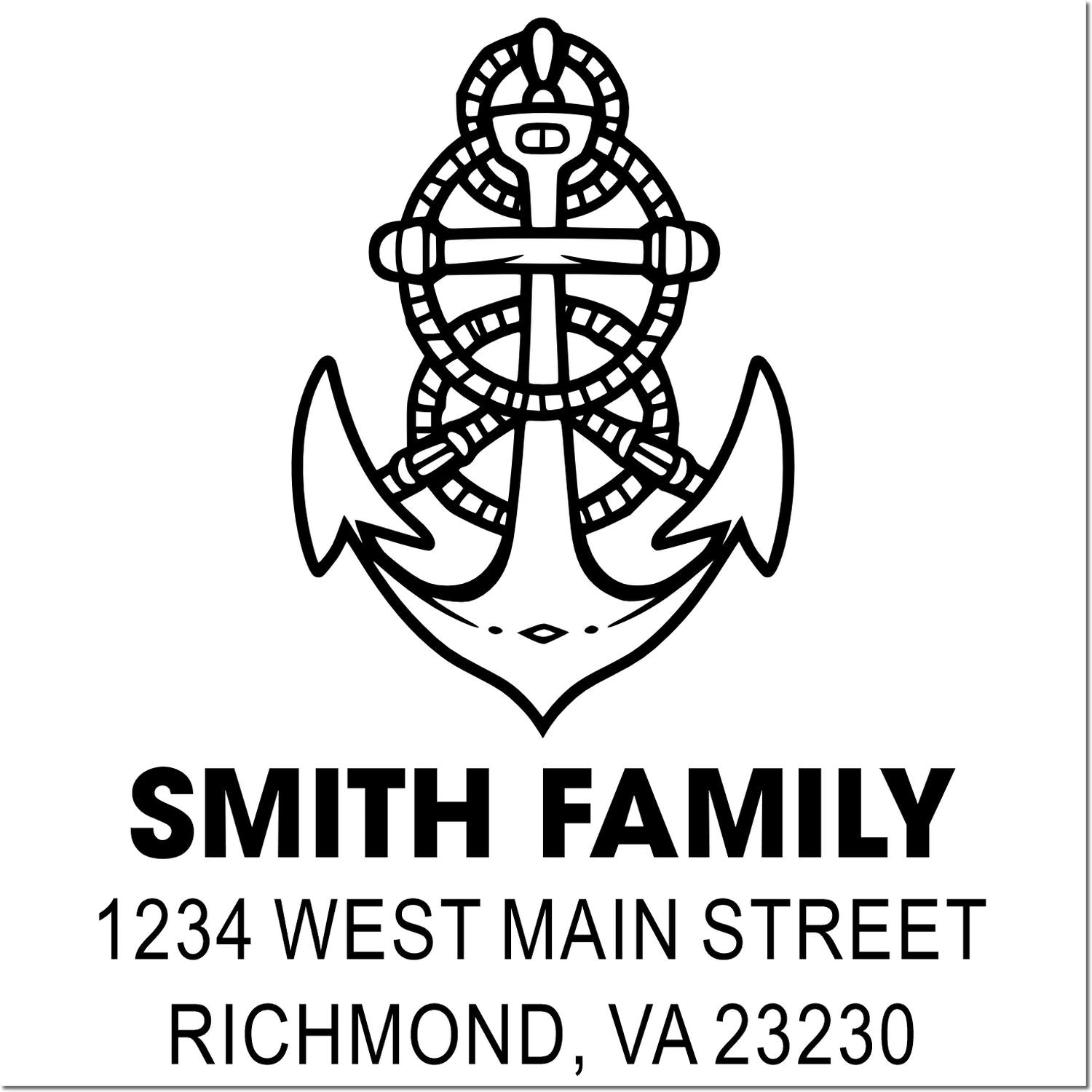 Personalized nautical rubber stamp with anchor design, Smith family name, and return address for custom mailings.
