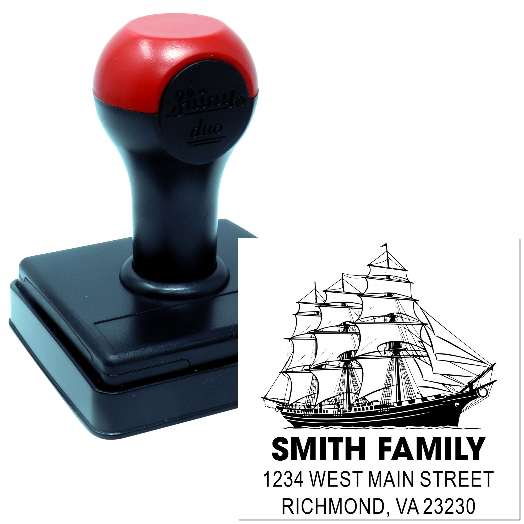 Duo Hand MermaidS Anchorage Majestic Sailing Ship Custom Return Address Stamp