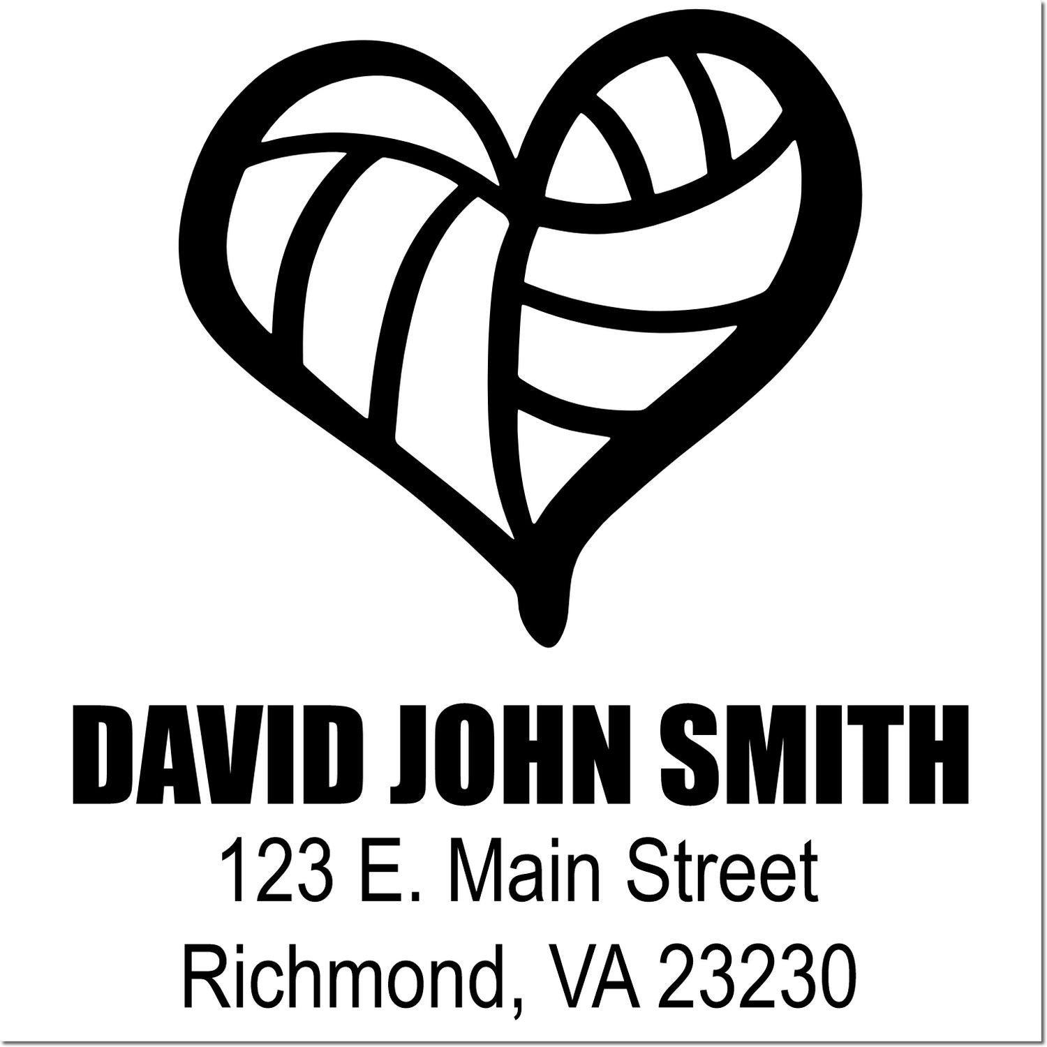 Personalized custom address rubber stamp with heart logo for David John Smith, 123 E. Main Street, Richmond, VA 23230