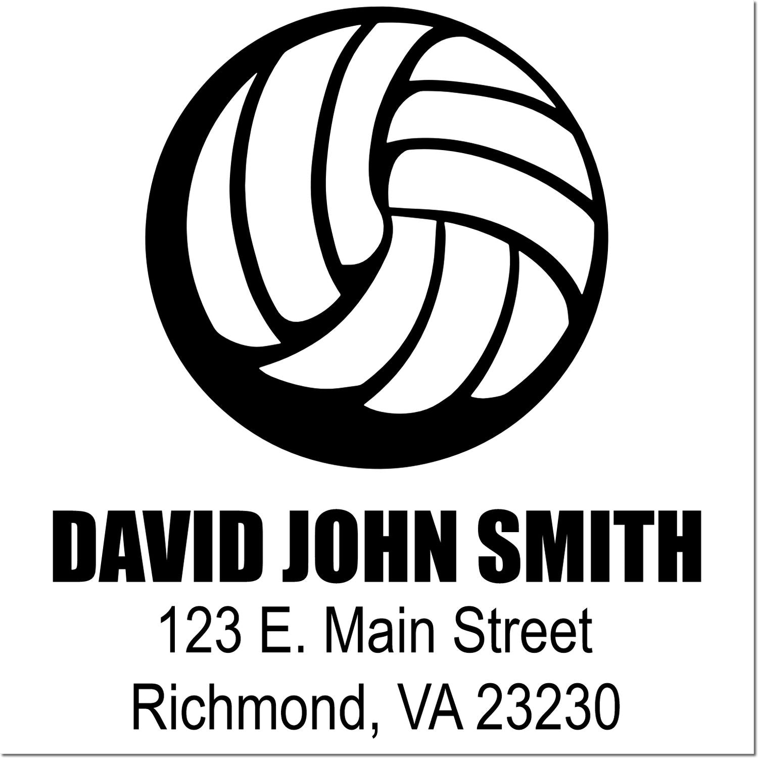 Custom return address rubber stamp with David John Smith logo, 123 E. Main Street, Richmond, VA 23230