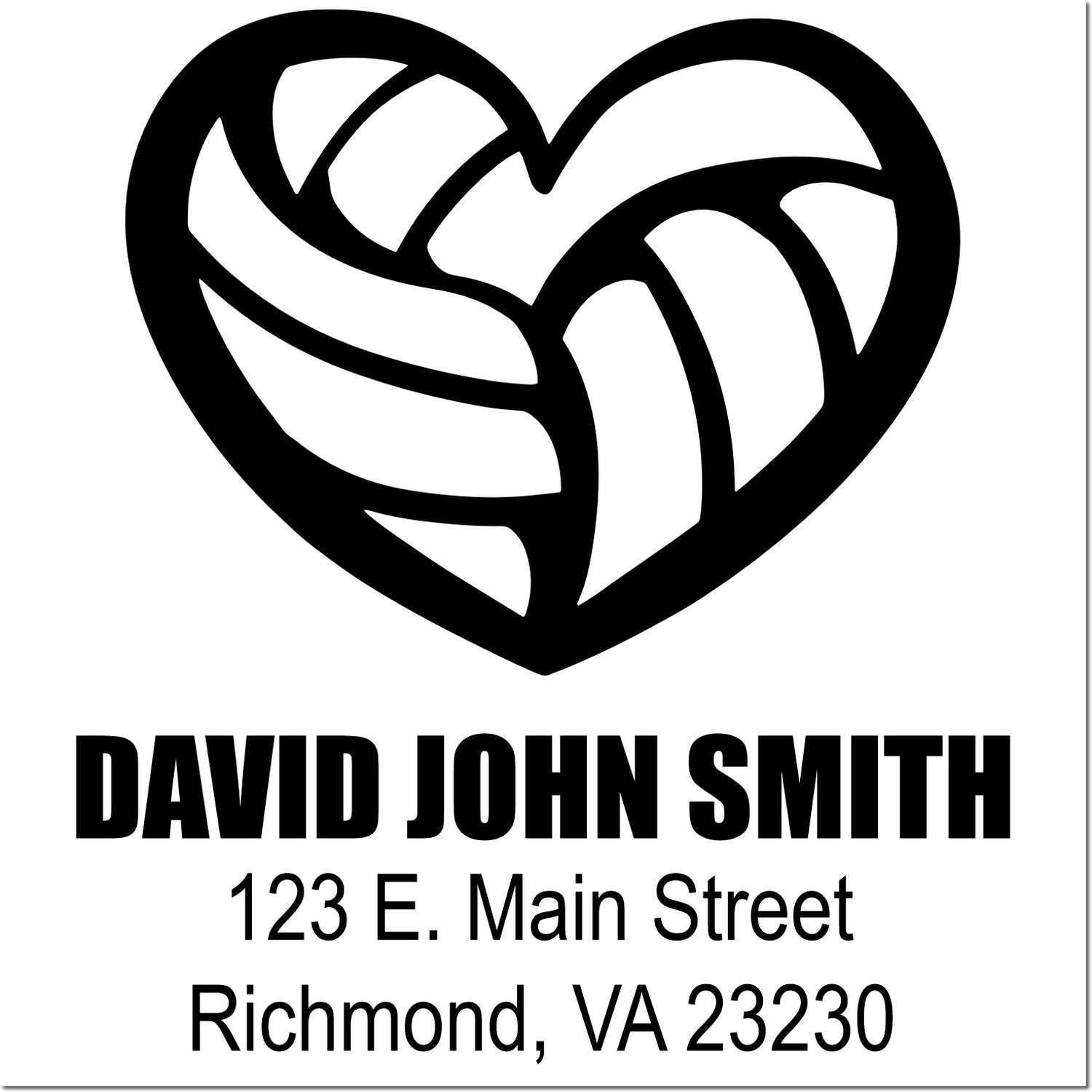 Custom address rubber stamp with heart logo for David John Smith, 123 E. Main Street, Richmond, VA 23230