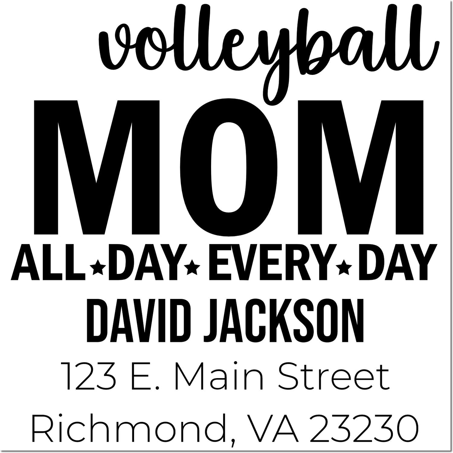 Custom volleyball mom address rubber stamp for David Jackson, Richmond, VA, for personalized mail and packaging.
