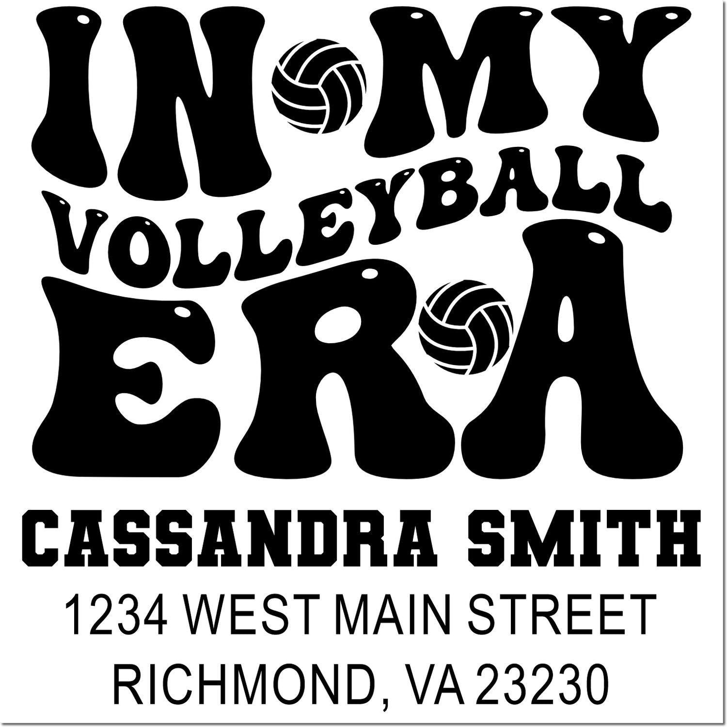 Personalized volleyball return address rubber stamp design reading In My Volleyball Era with name and address.