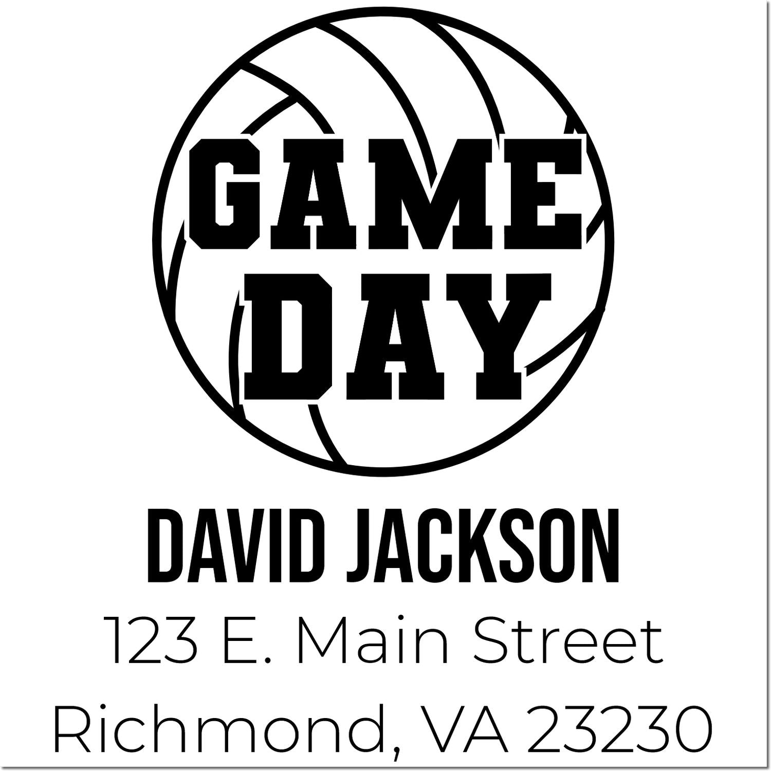 Personalized Game Day basketball rubber stamp with David Jackson name and Richmond, VA address for custom stationery.