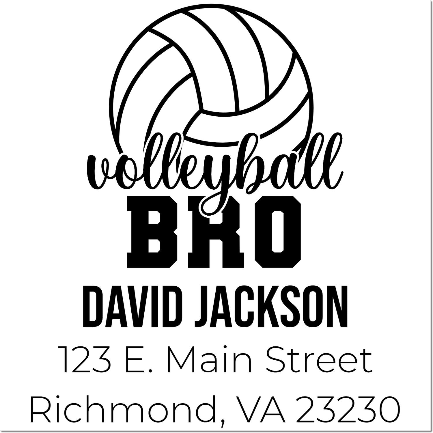 Personalized volleyball bro rubber stamp for David Jackson, 123 E. Main Street, Richmond, VA 23230