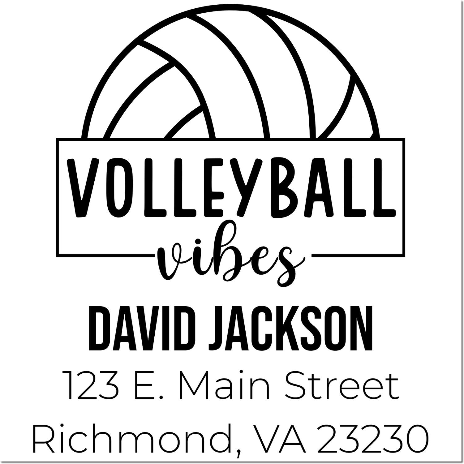 Personalized volleyball vibes return address rubber stamp for David Jackson, Richmond VA, ideal for sports-themed mail.