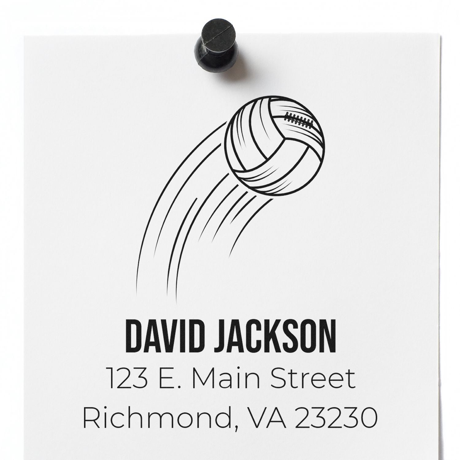 Custom football address rubber stamp for David Jackson with name, street address, and Richmond, VA return address.