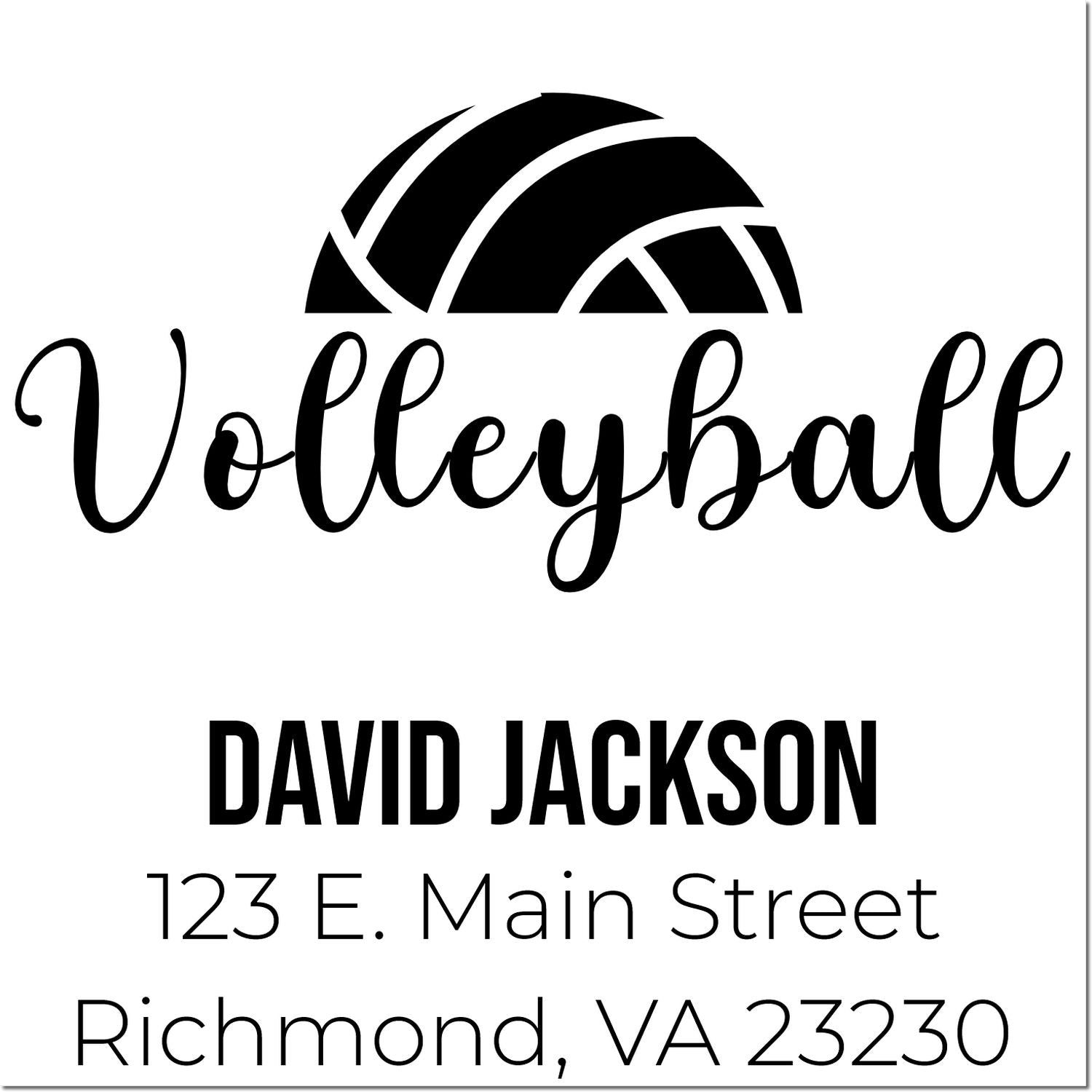 Custom volleyball return address rubber stamp for David Jackson, Richmond, VA, with personalized name and address.