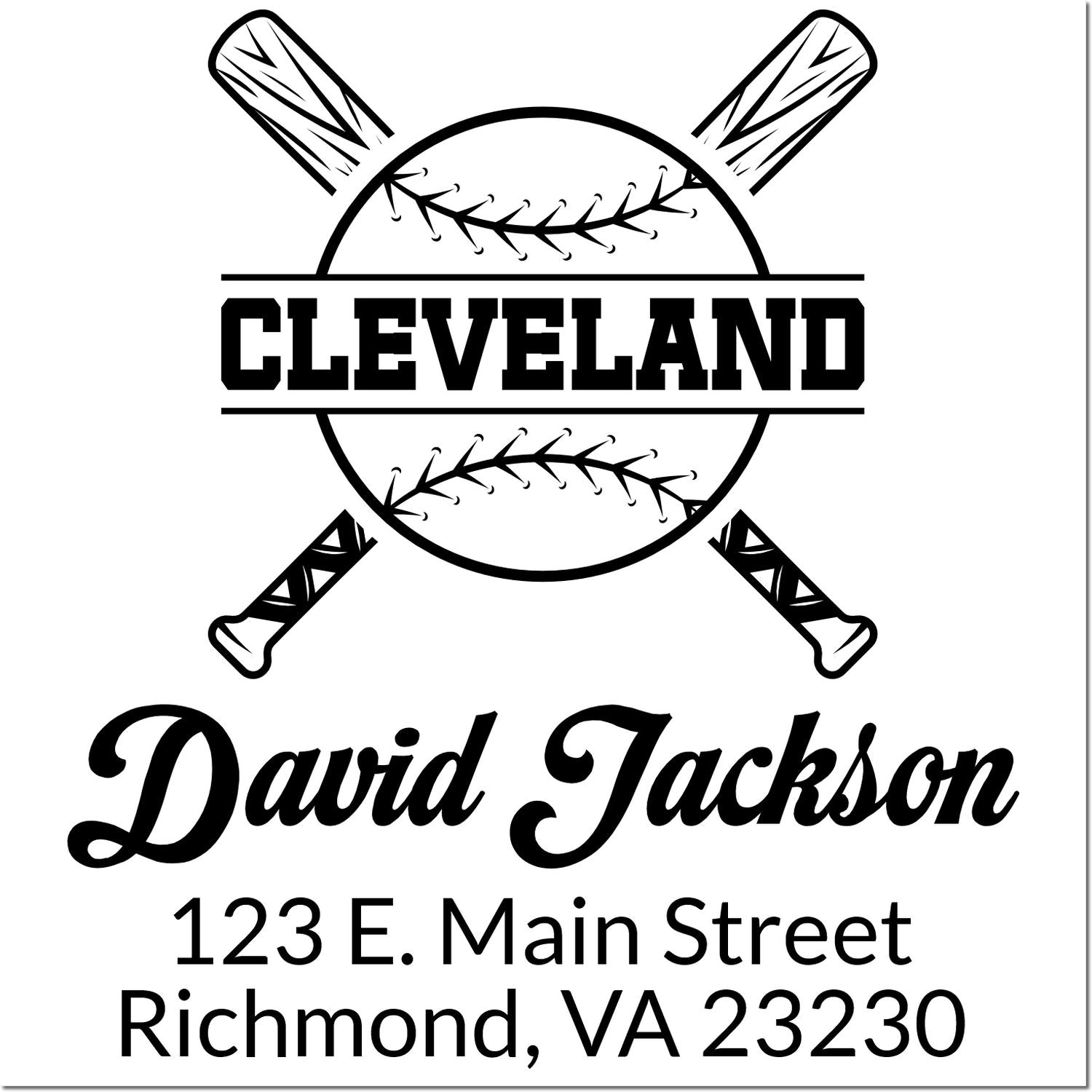 Custom Cleveland baseball rubber stamp for David Jackson, with name and Richmond, VA address.