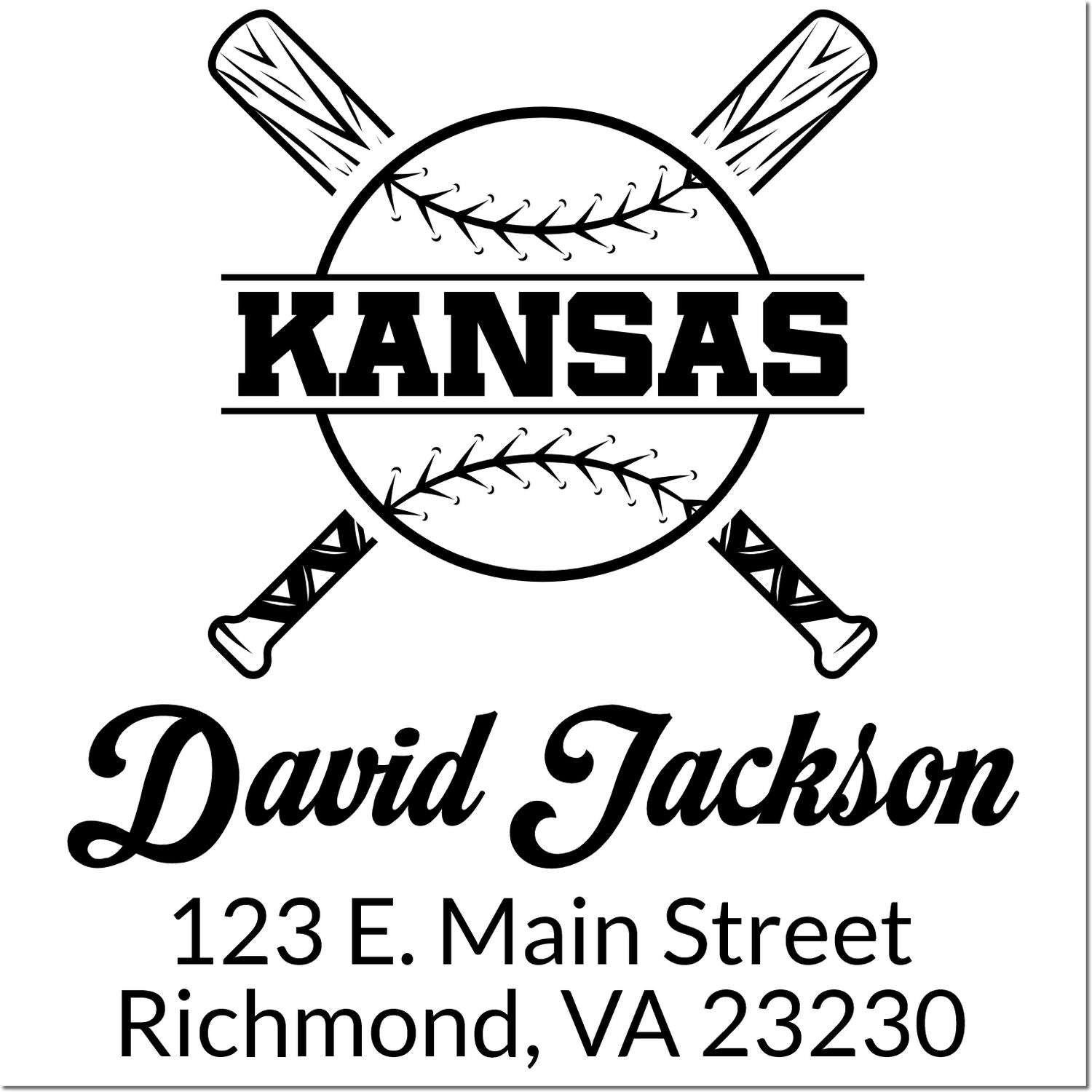 Custom baseball rubber stamp for Kansas, David Jackson, with personalized name and Richmond, VA address.