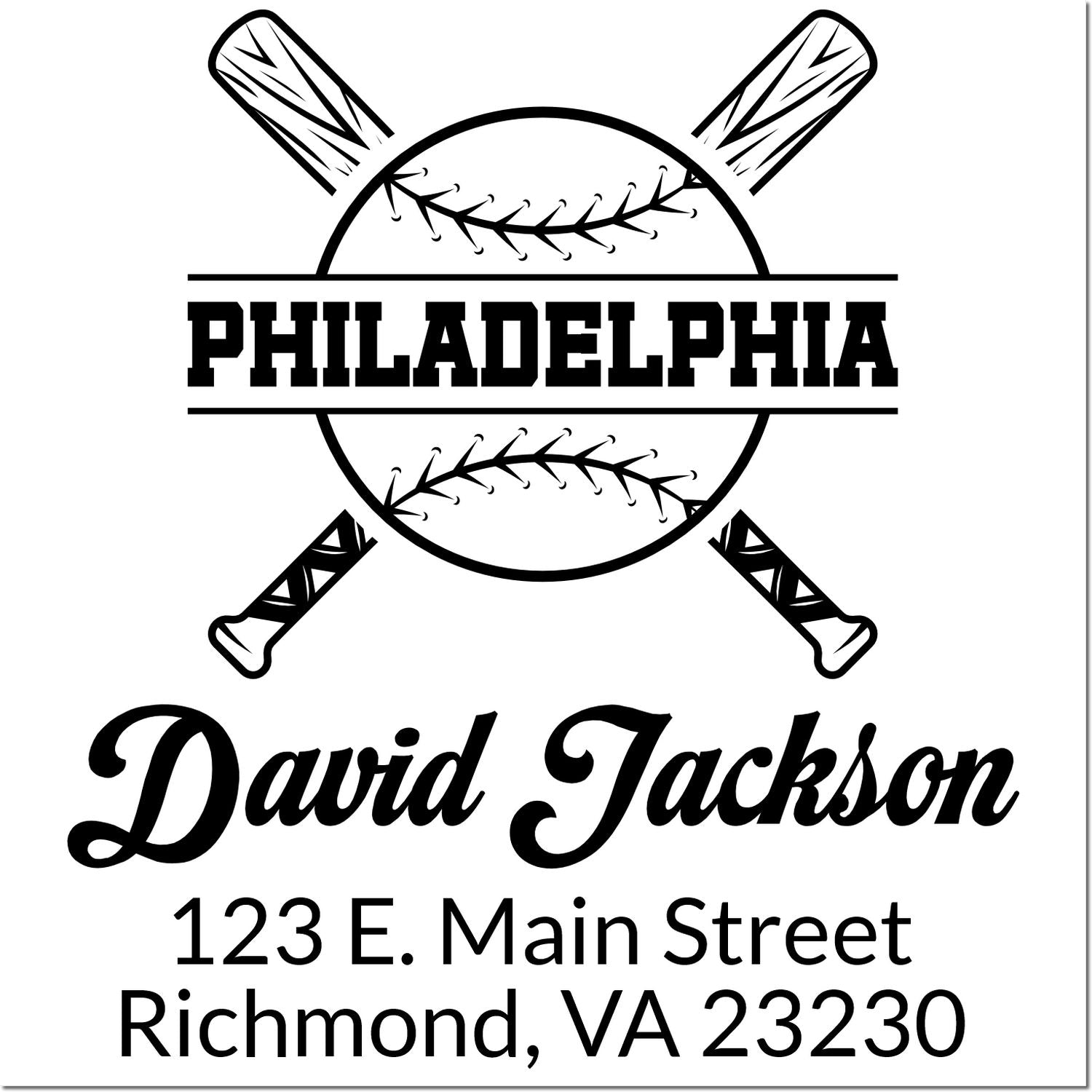 Custom Philadelphia baseball rubber stamp with David Jackson name and Richmond, VA address for personalized branding.