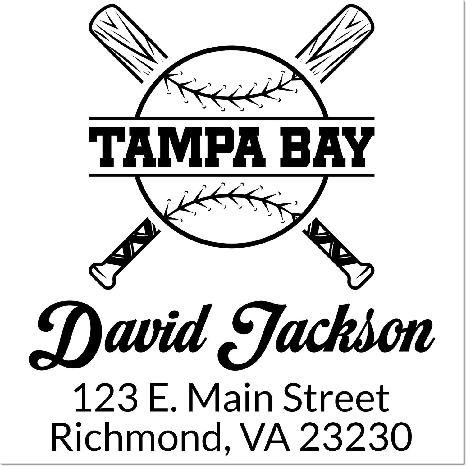 Custom Tampa Bay baseball rubber stamp for David Jackson, with name and Richmond, VA return address.