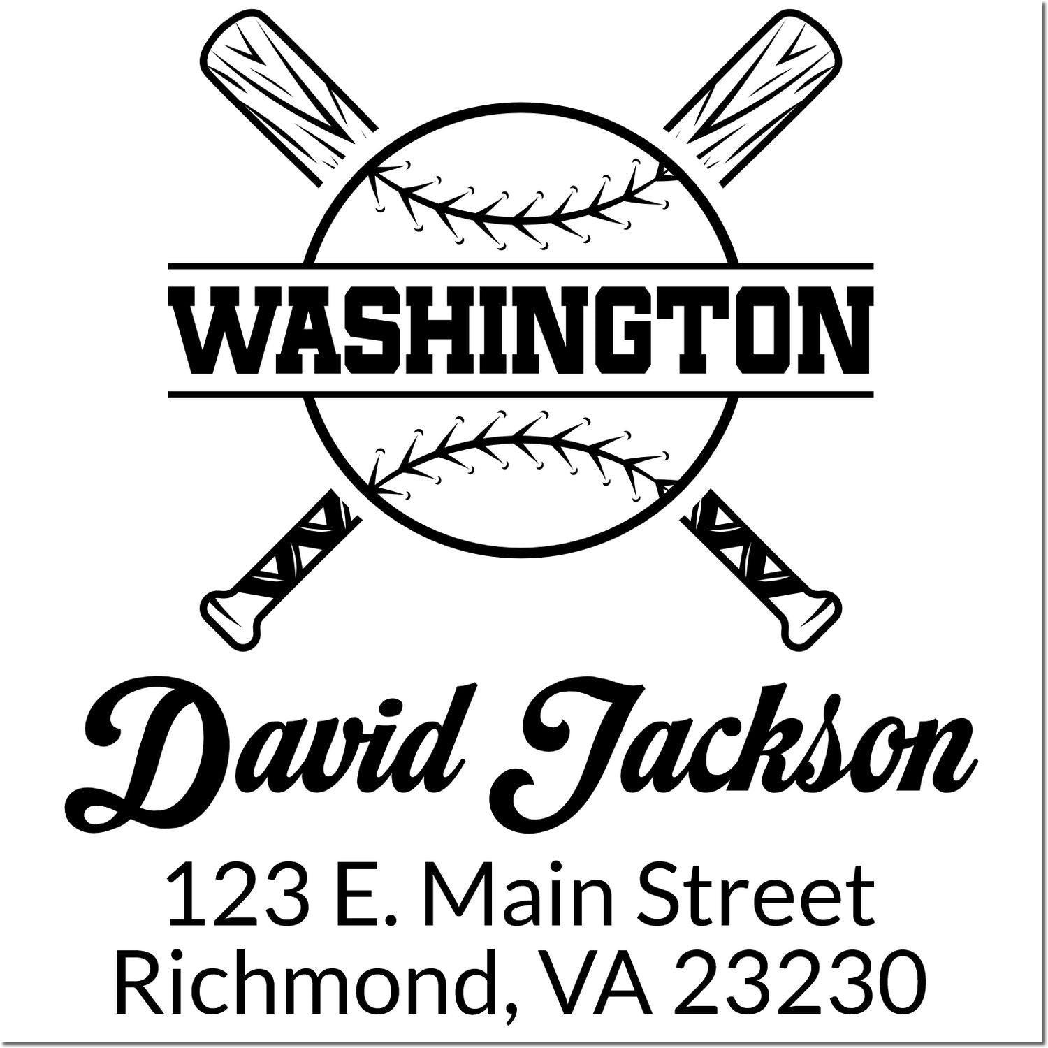 Personalized Washington baseball rubber stamp with David Jackson name and Richmond, VA address for custom return mailings.