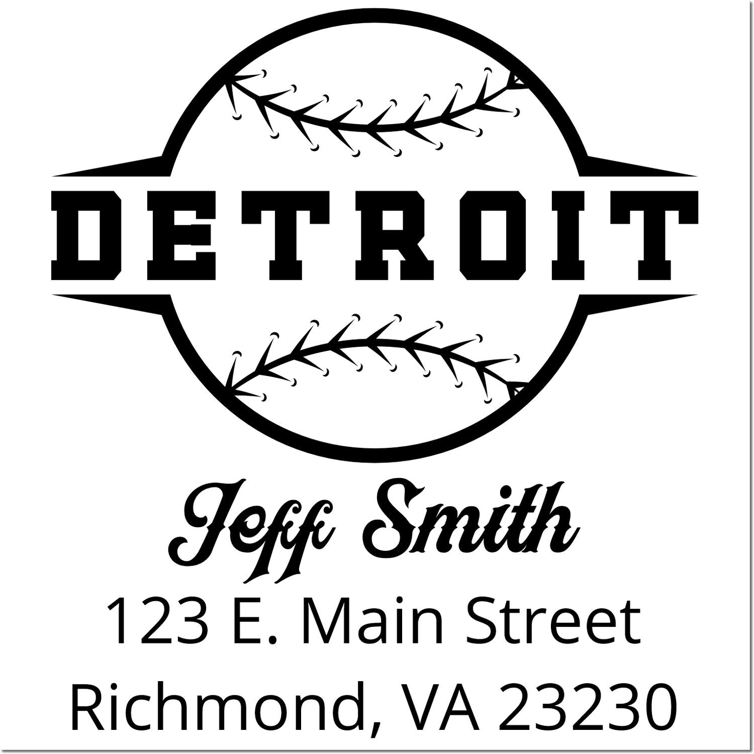 Detroit baseball rubber stamp design with Jeff Smith, 123 E. Main Street, Richmond, VA 23230.