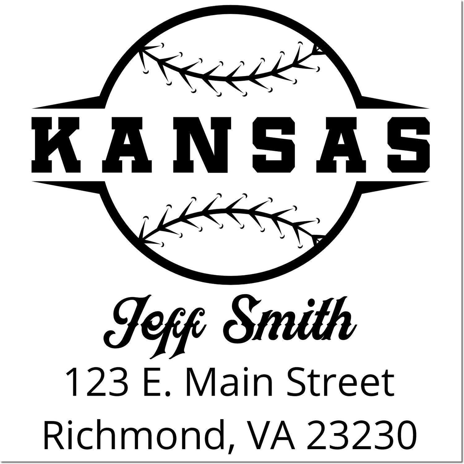 Custom Kansas baseball rubber stamp for Jeff Smith, 123 E. Main Street, Richmond, VA 23230