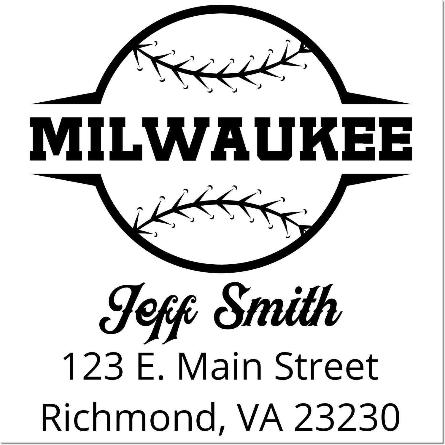 Milwaukee baseball custom return address rubber stamp for Jeff Smith, Richmond, VA 23230
