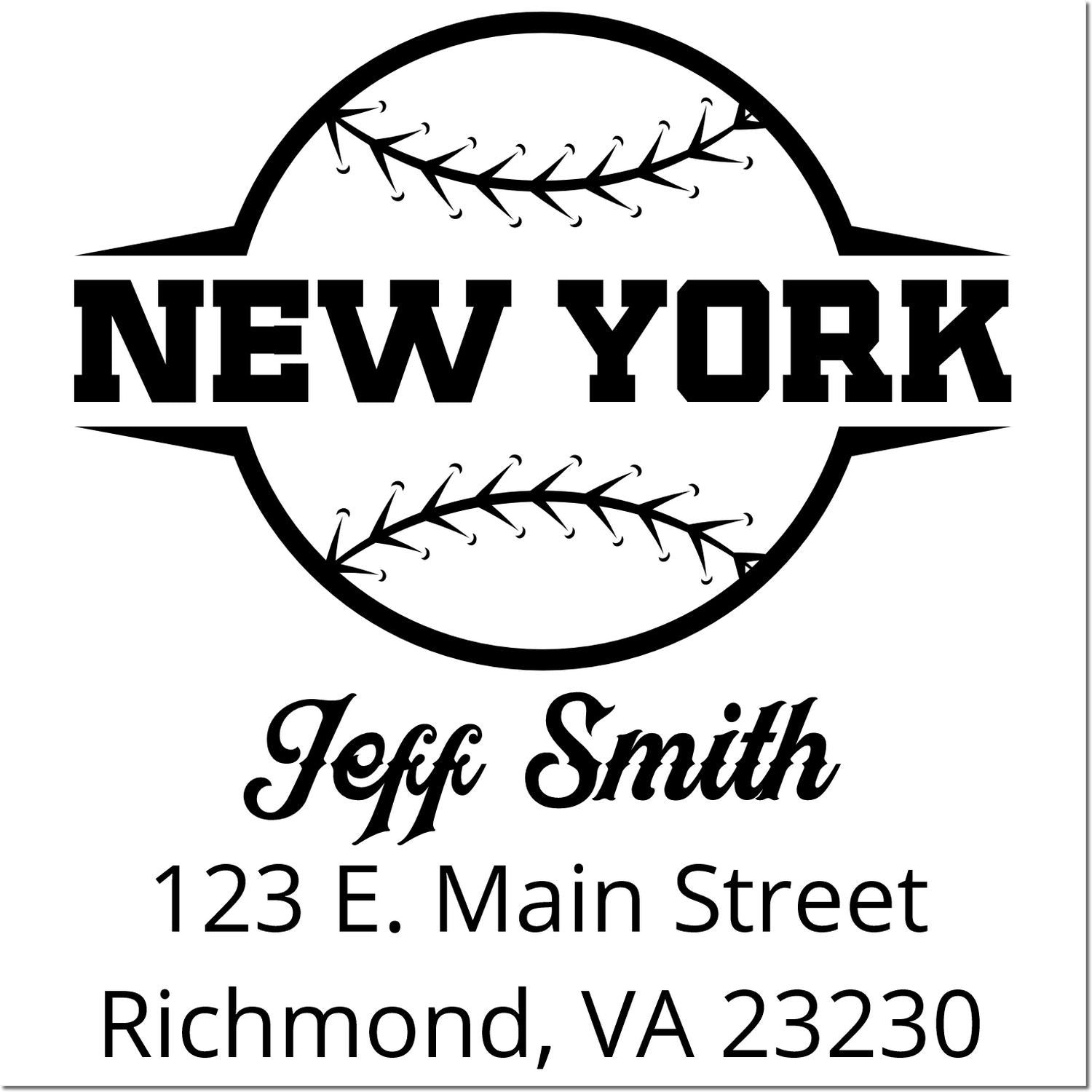 Custom New York baseball rubber stamp for Jeff Smith, featuring name and Richmond, VA 23230 address