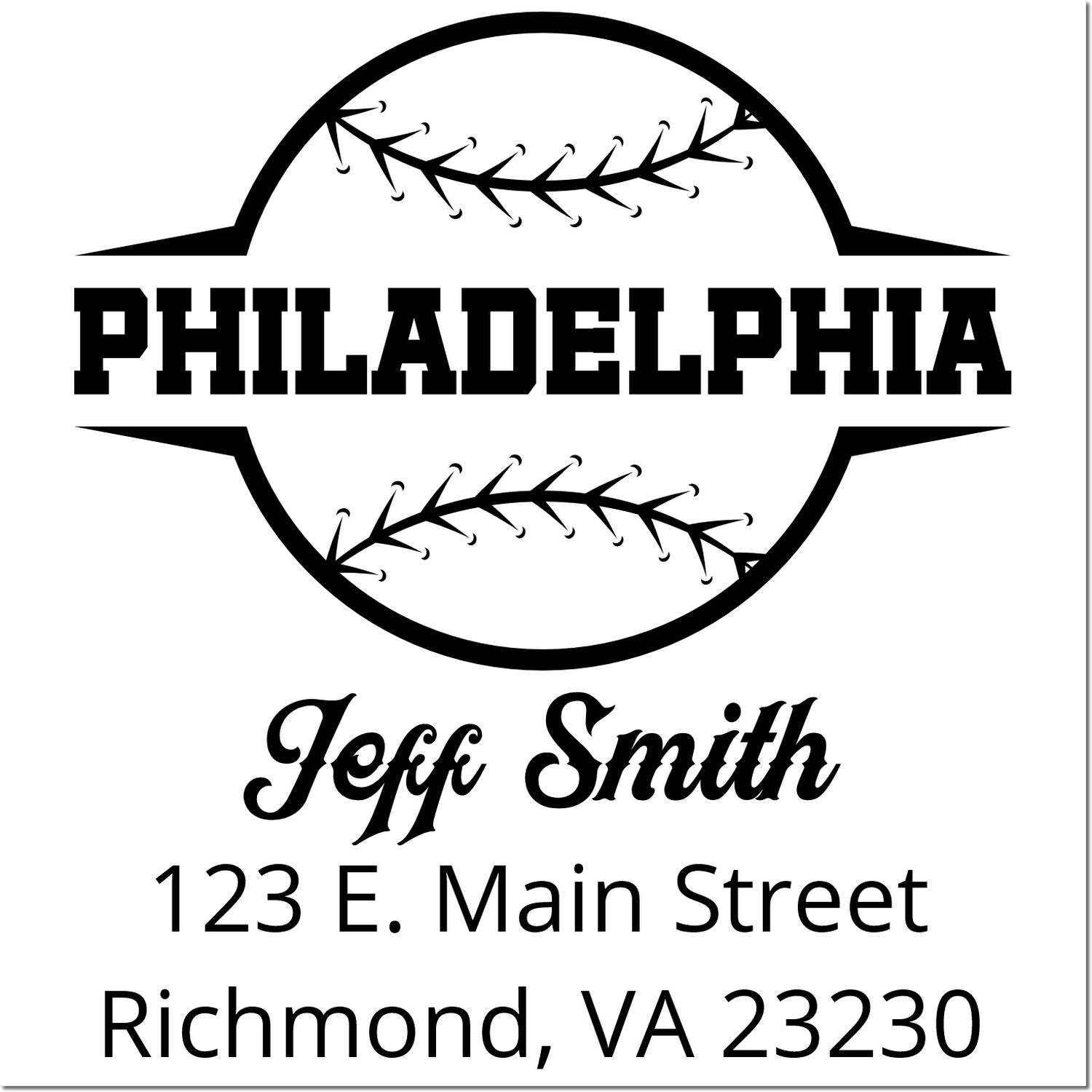 Custom Philadelphia baseball rubber stamp for Jeff Smith with Richmond, VA 23230 address.