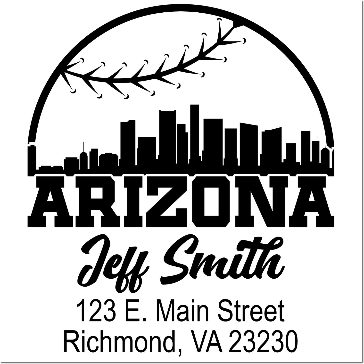 Custom Arizona address rubber stamp with skyline, Jeff Smith name, and Richmond, VA 23230.