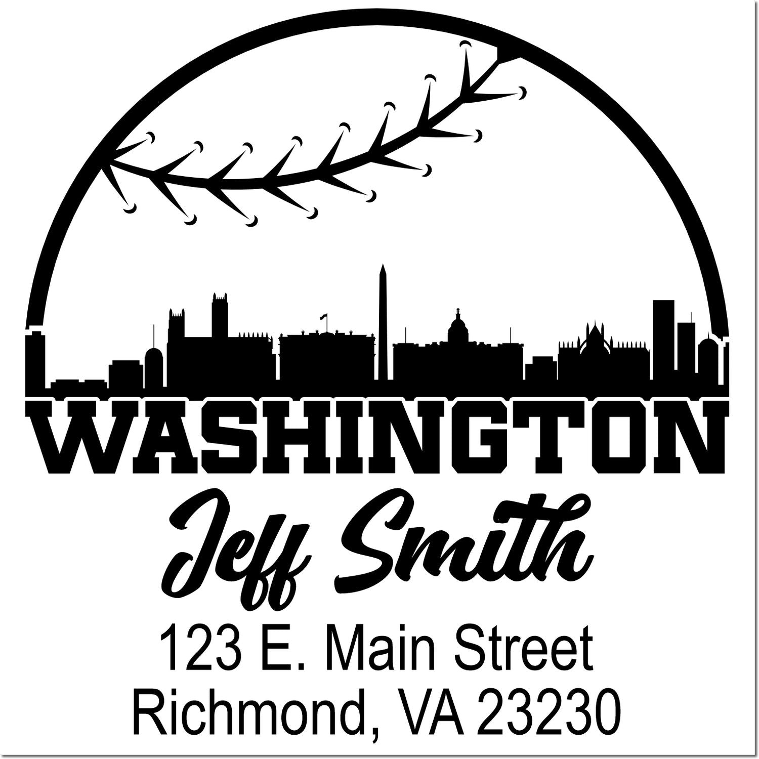 Custom Washington return address rubber stamp for Jeff Smith, 123 E. Main Street, Richmond, VA 23230.