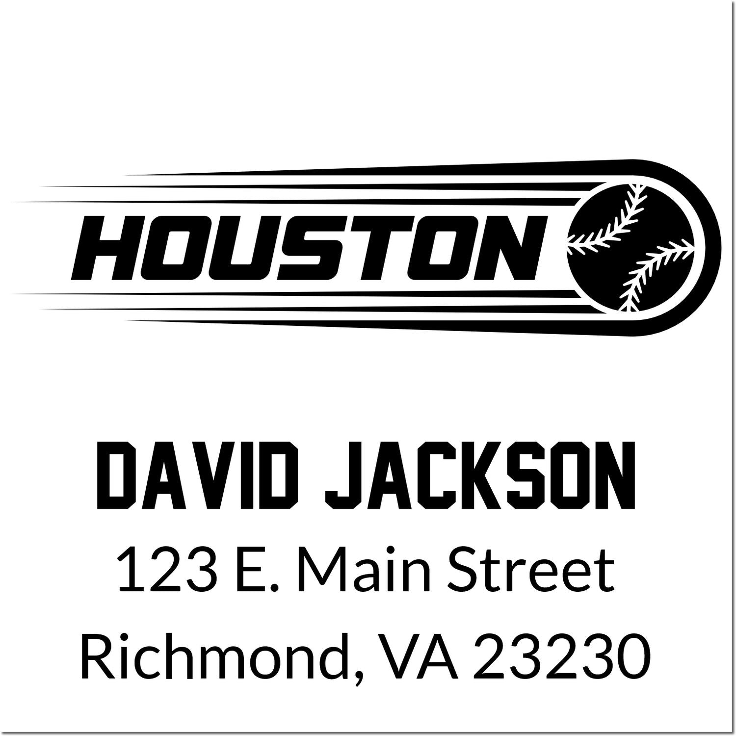 Houston baseball custom return address rubber stamp for David Jackson, 123 E. Main Street, Richmond, VA 23230