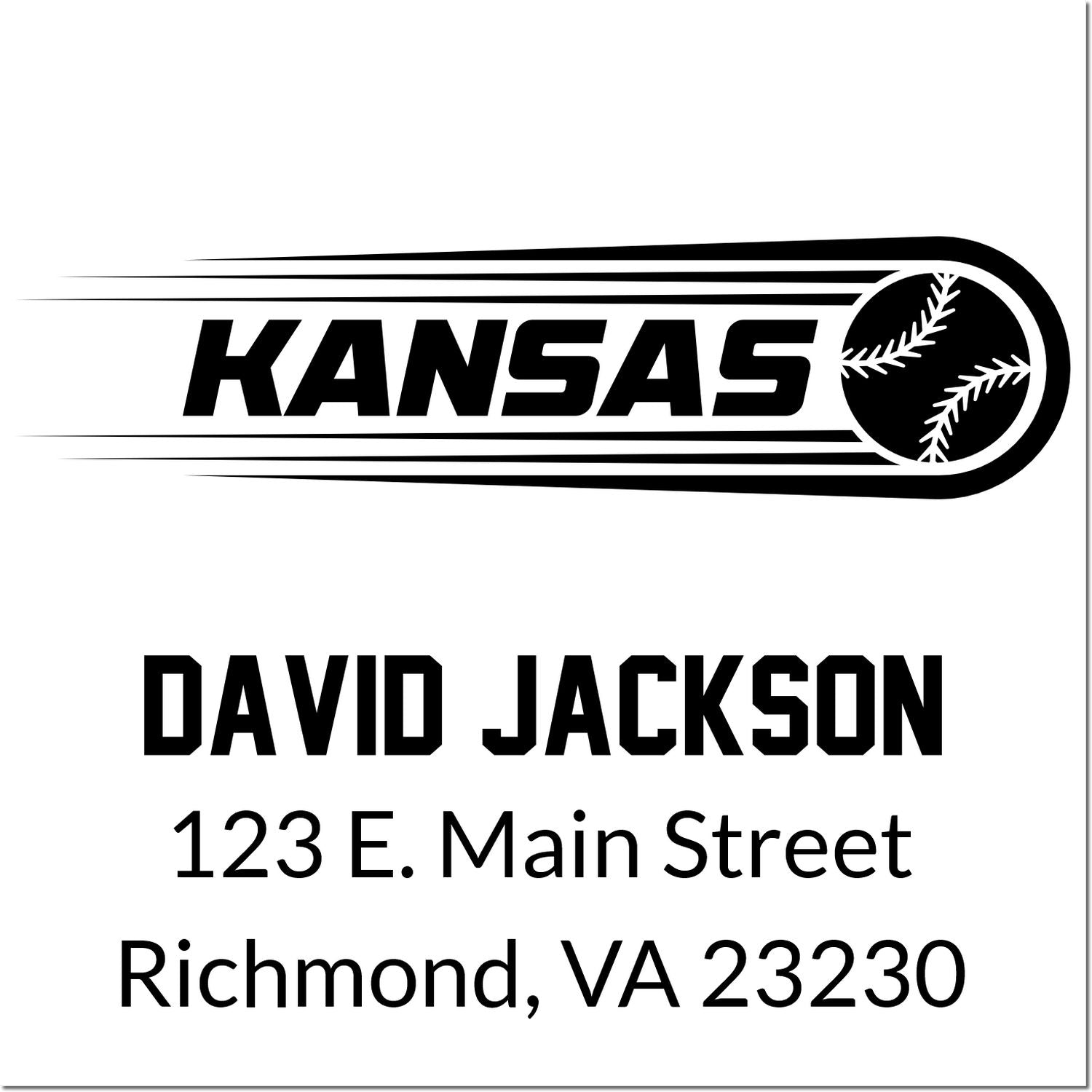 Custom Kansas baseball rubber stamp with David Jackson name and Richmond, VA return address.