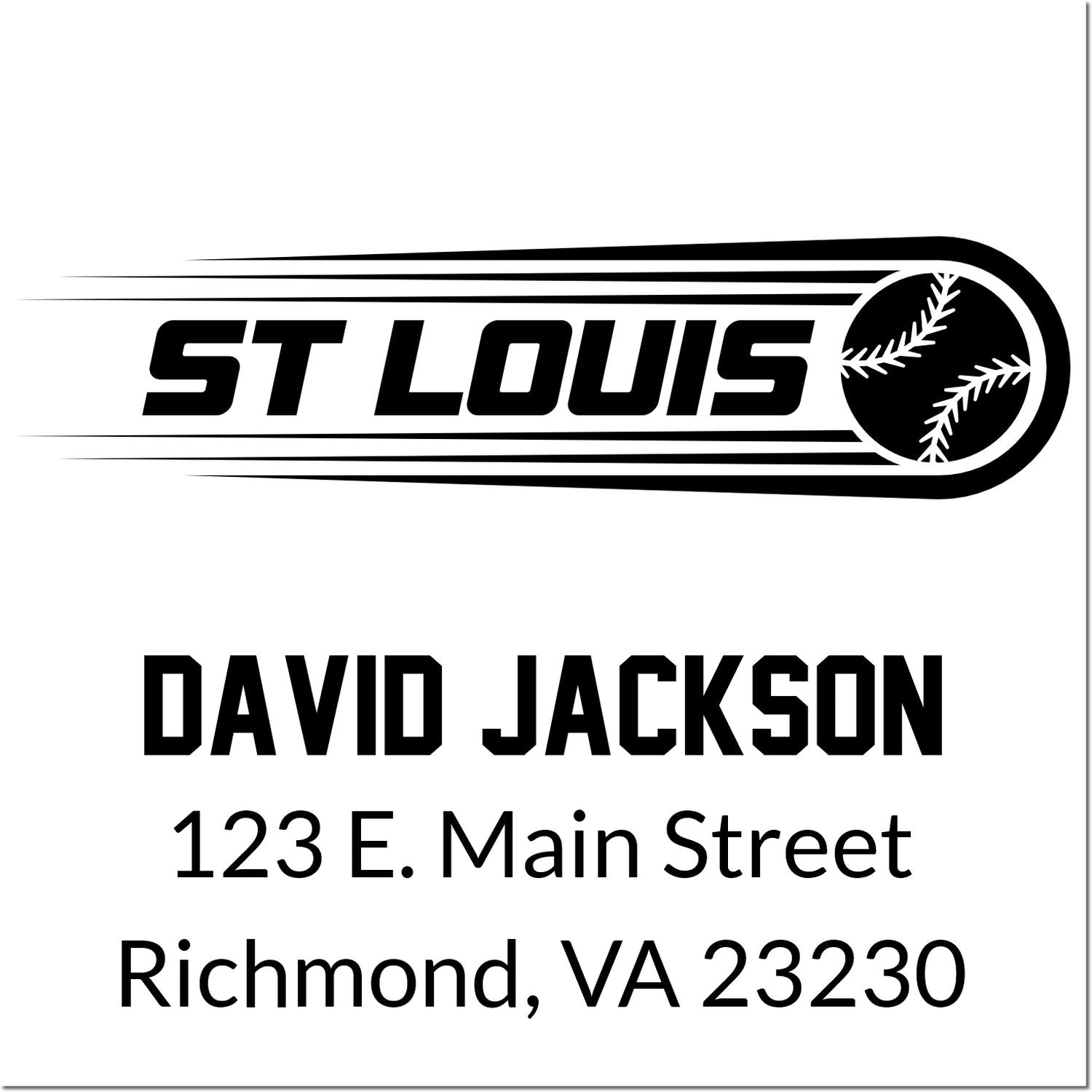 Custom St. Louis baseball rubber stamp with David Jackson return address, Richmond, VA 23230.