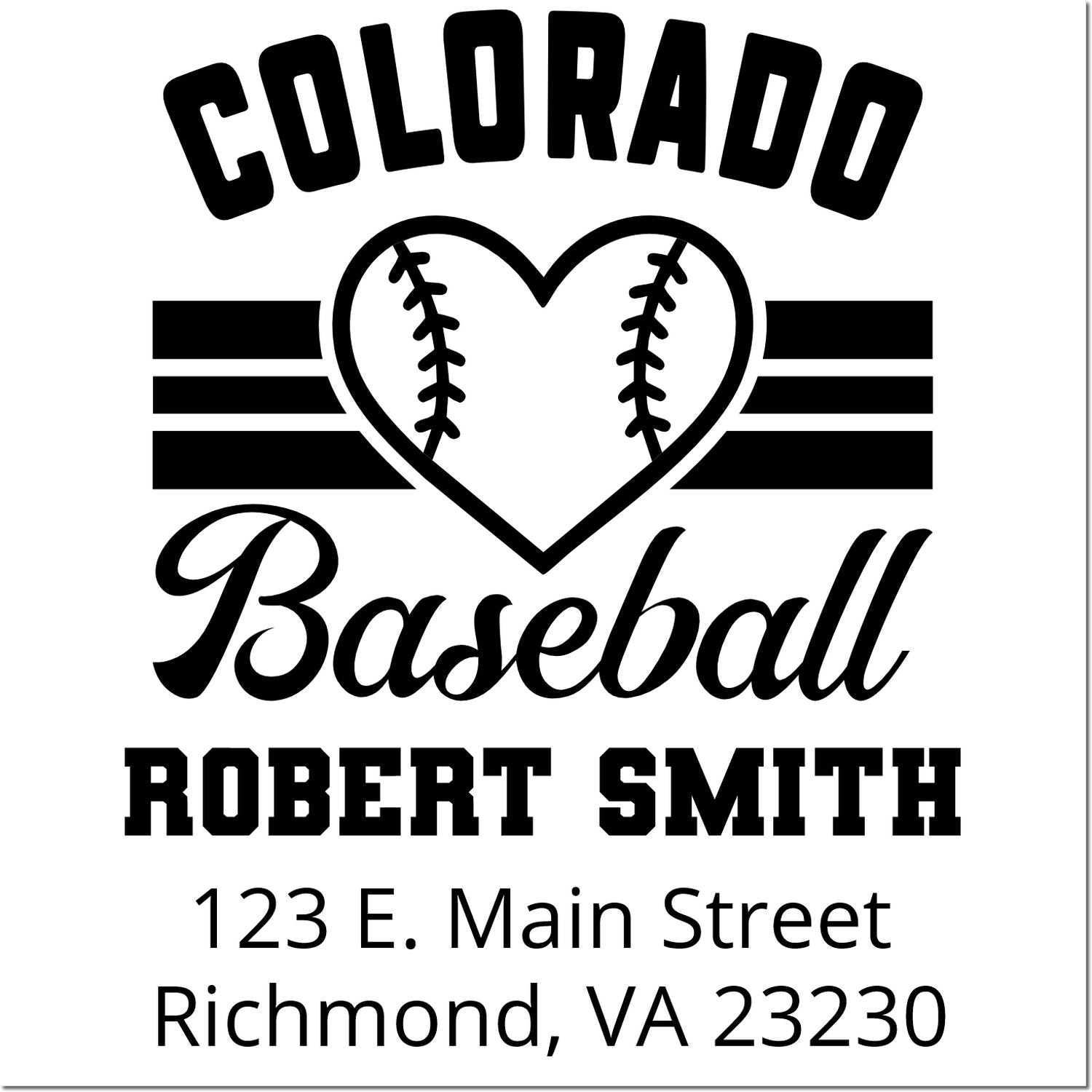 Custom Colorado baseball rubber stamp with Robert Smith name and Richmond, VA address.