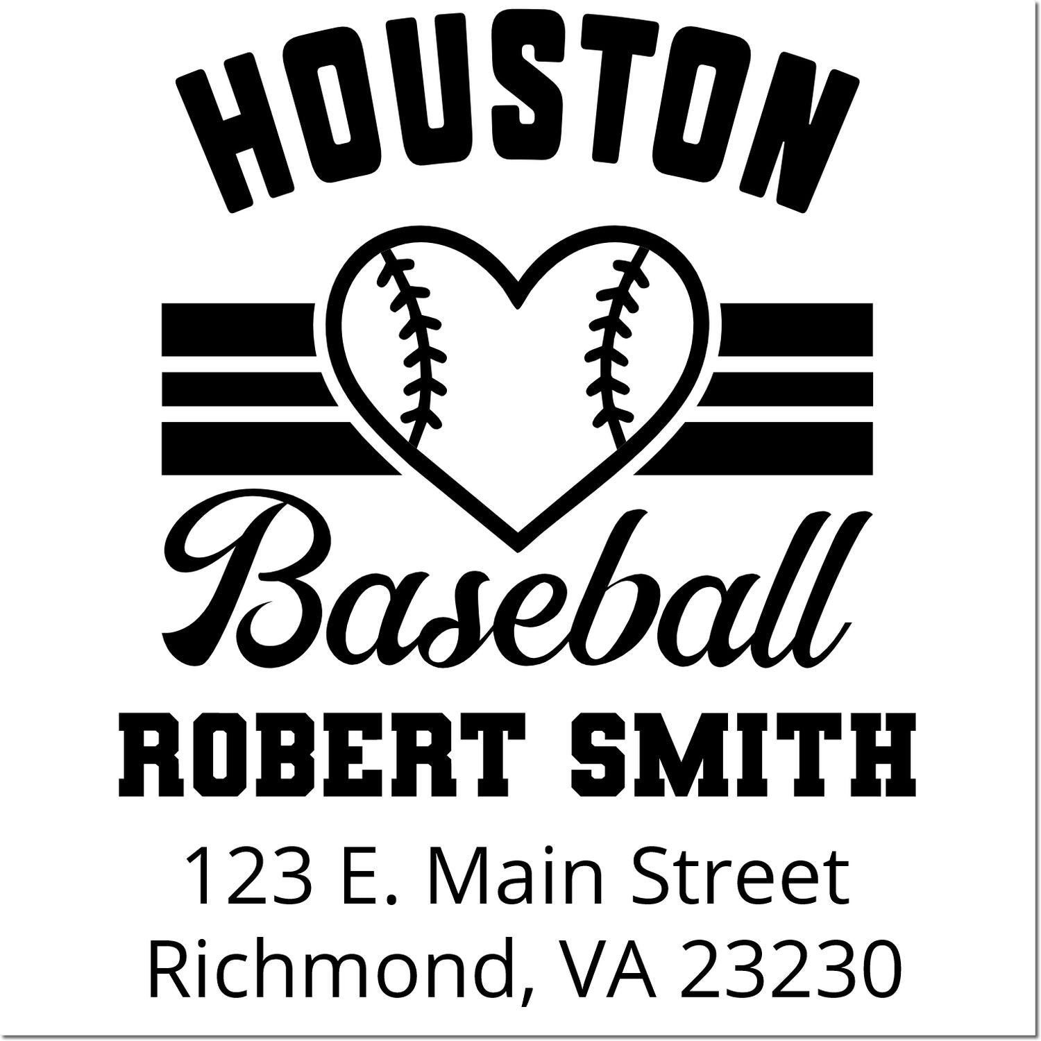 Houston baseball custom rubber stamp featuring Robert Smith name and Richmond, VA 23230 address