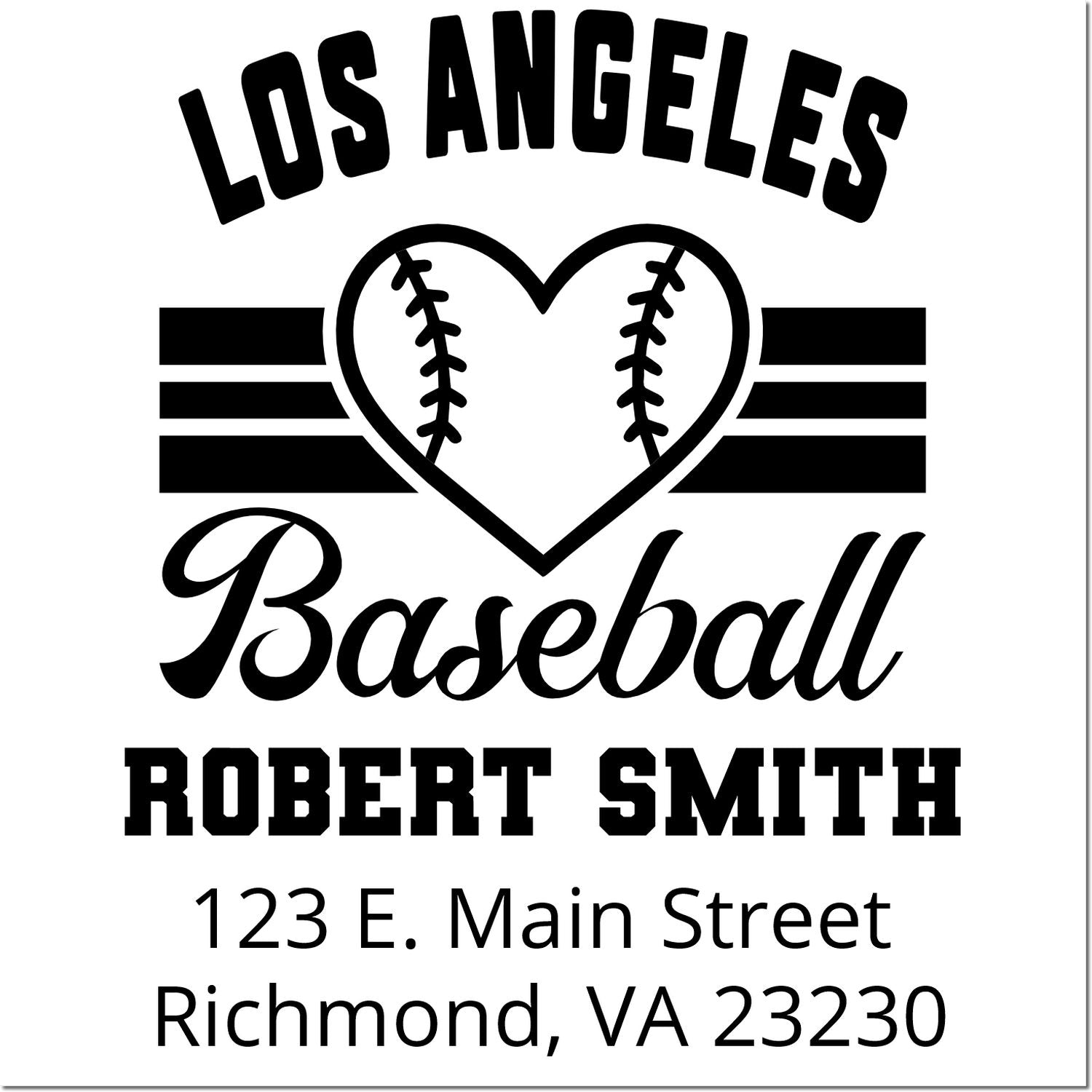 Custom Los Angeles baseball rubber stamp with Robert Smith, 123 E. Main Street, Richmond, VA 23230
